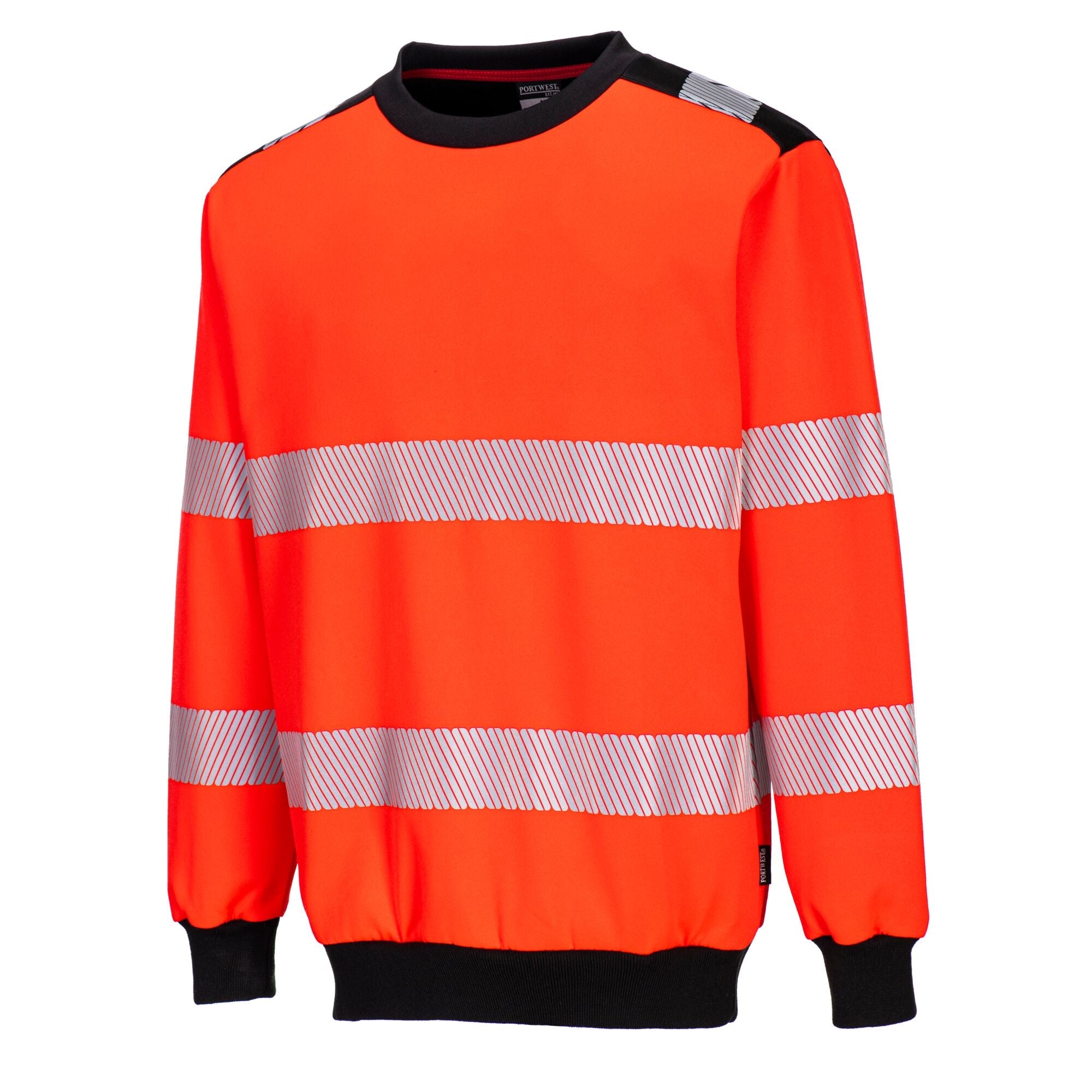 PW3 Hi-Vis Sweatshirt met ronde hals - Rood/Zwart - opname 2