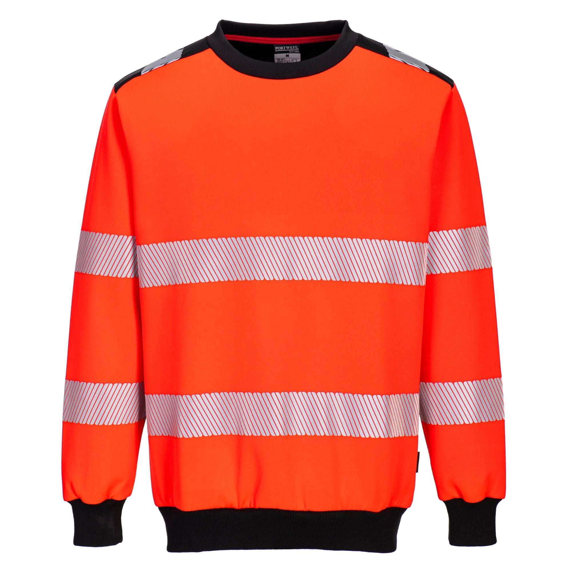 PW3 Hi-Vis Sweatshirt met ronde hals - Rood/Zwart