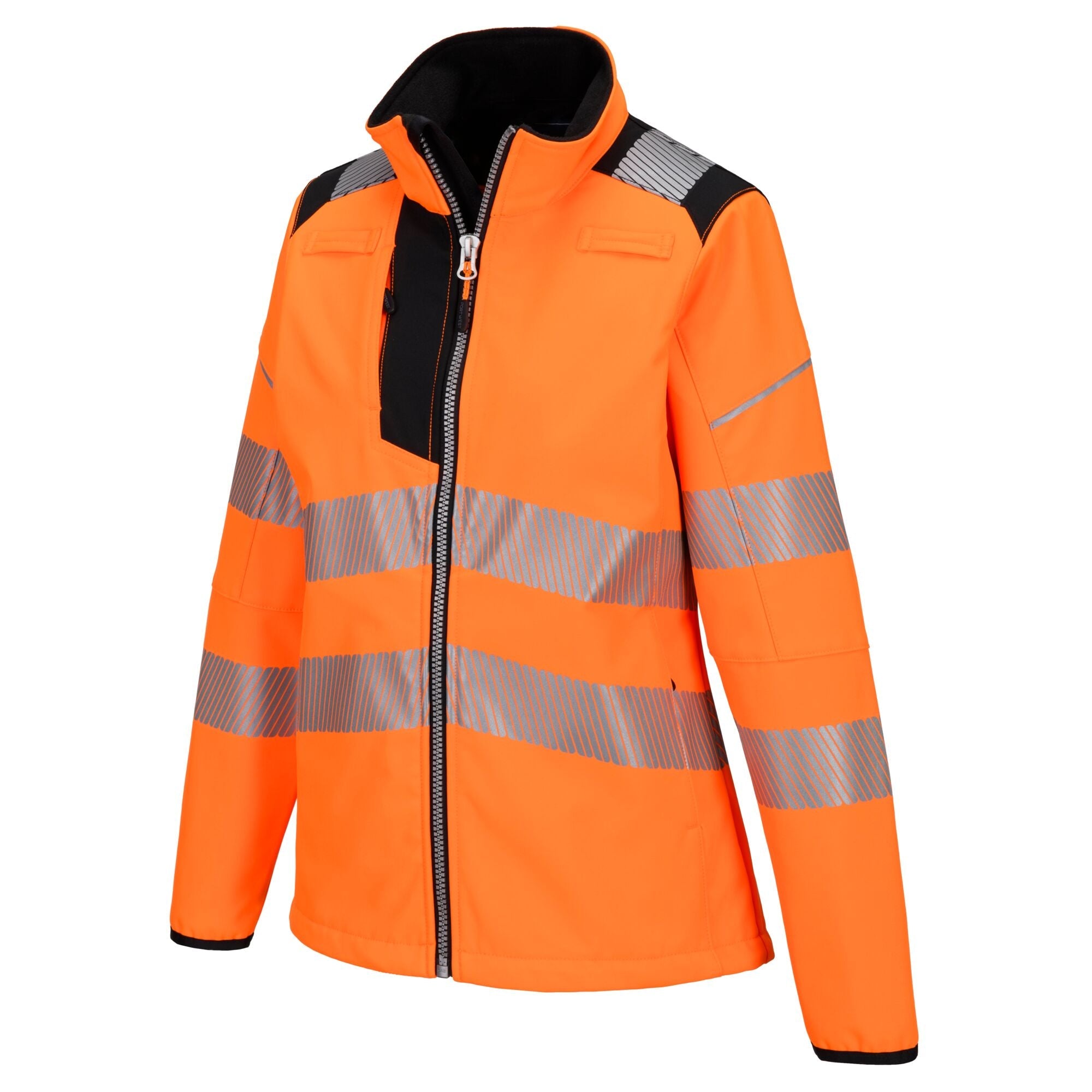 PW3 Hi-Vis Softshell jas voor dames - Oranje/Zwart - opname 2