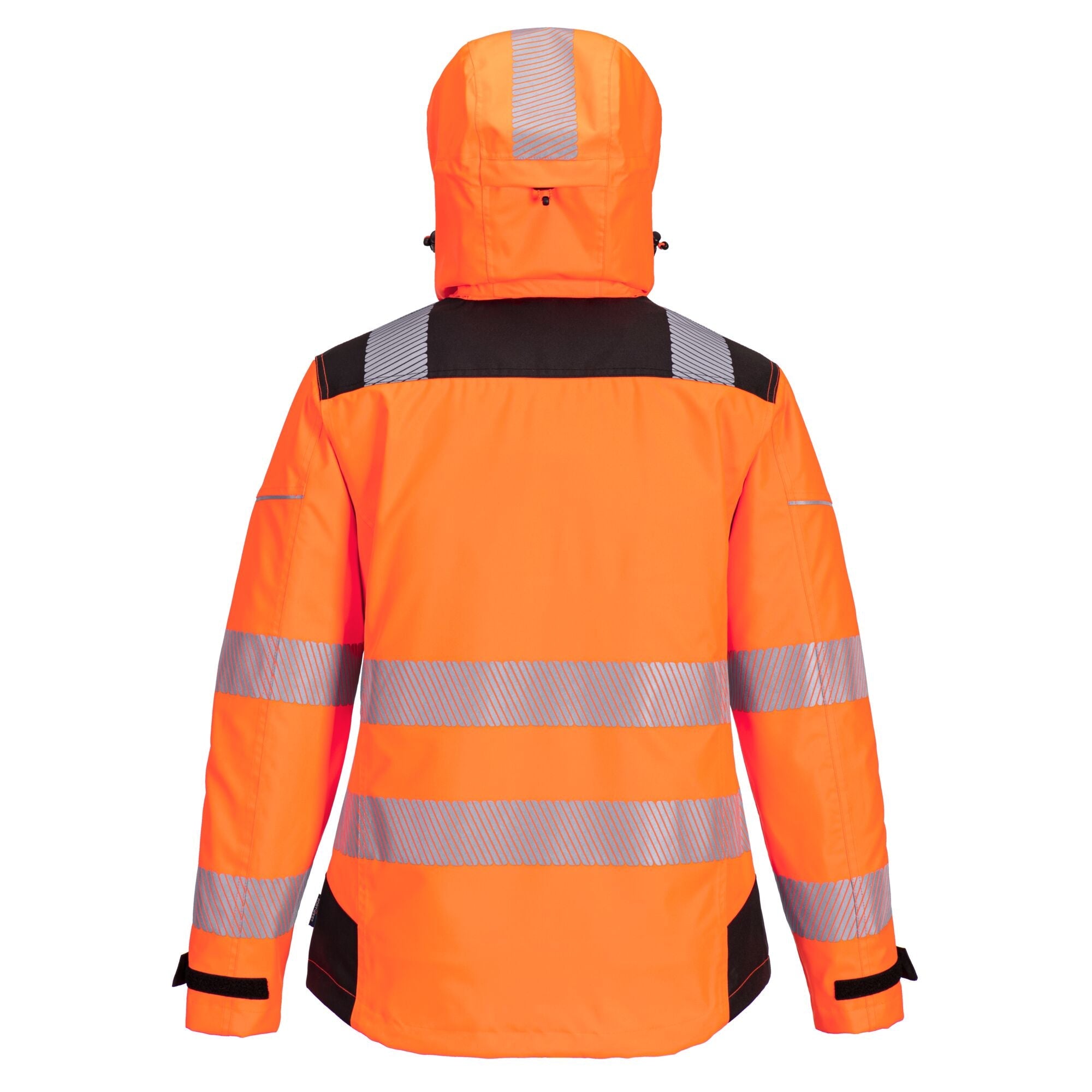 PW3 Hi-Vis Dames Regenjack - Oranje/Zwart - achterkant