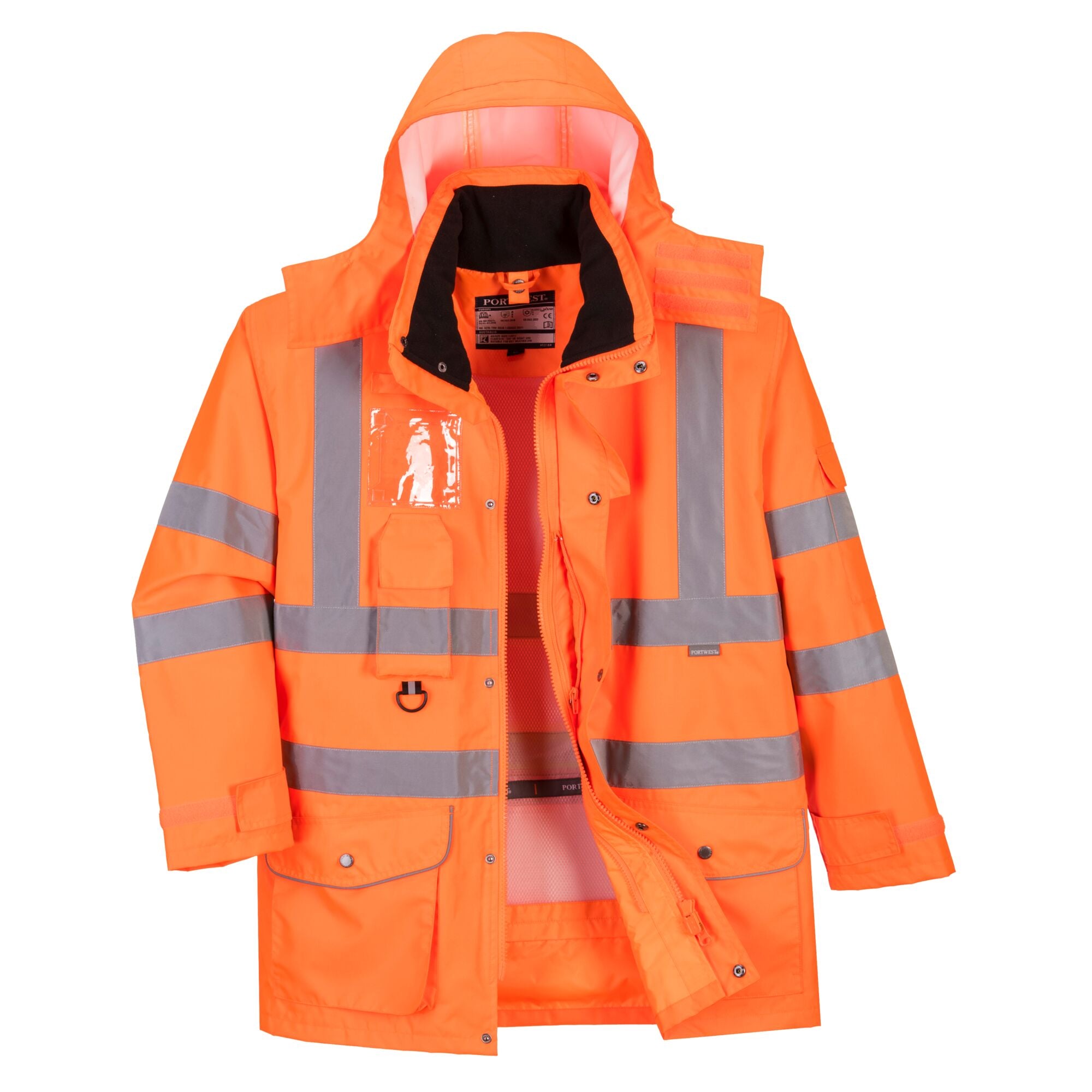Hi-Vis Ademend 7-in-1 Verkeersjack - Oranje - opname 2