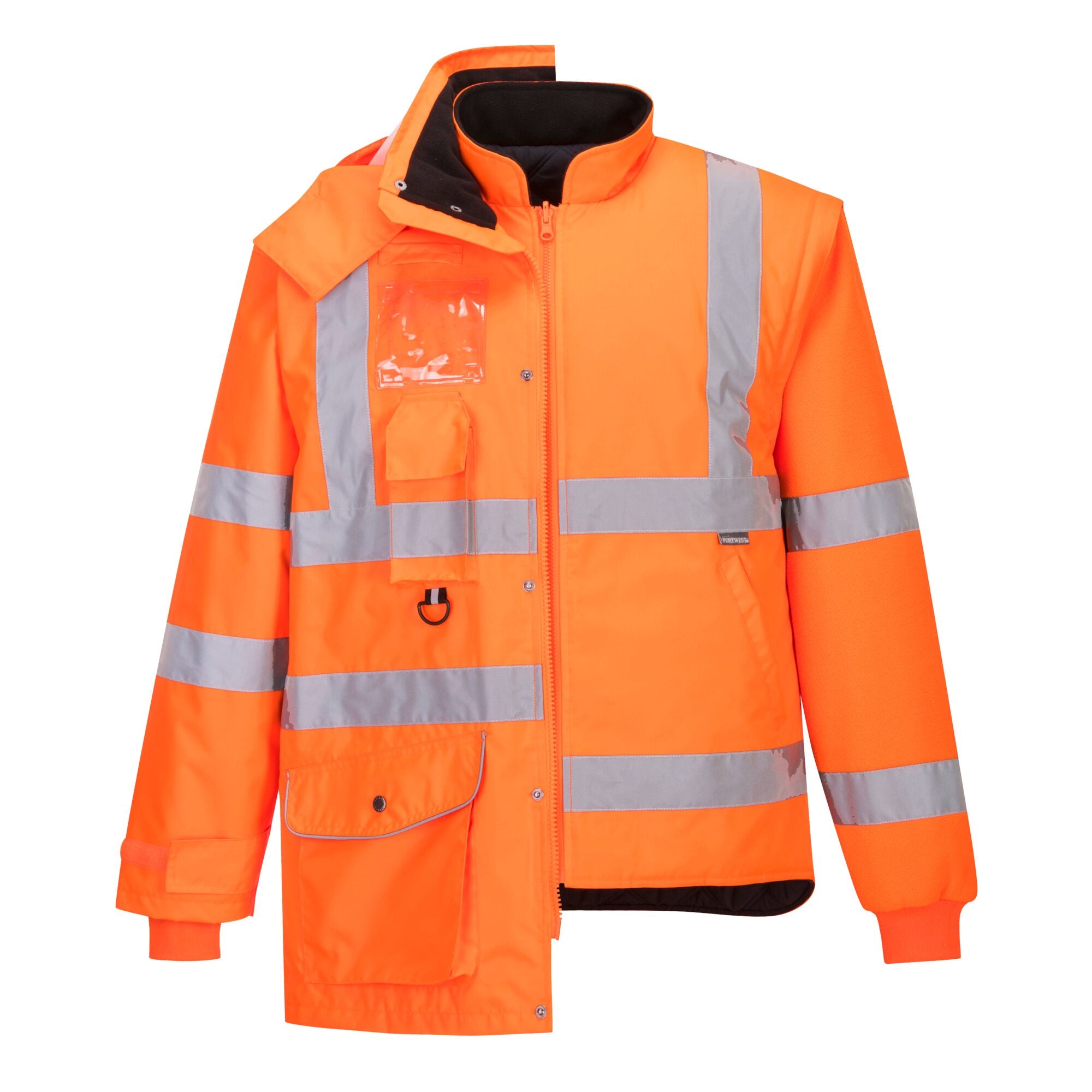 Hi-Vis Ademend 7-in-1 Verkeersjack - Oranje - opname 3