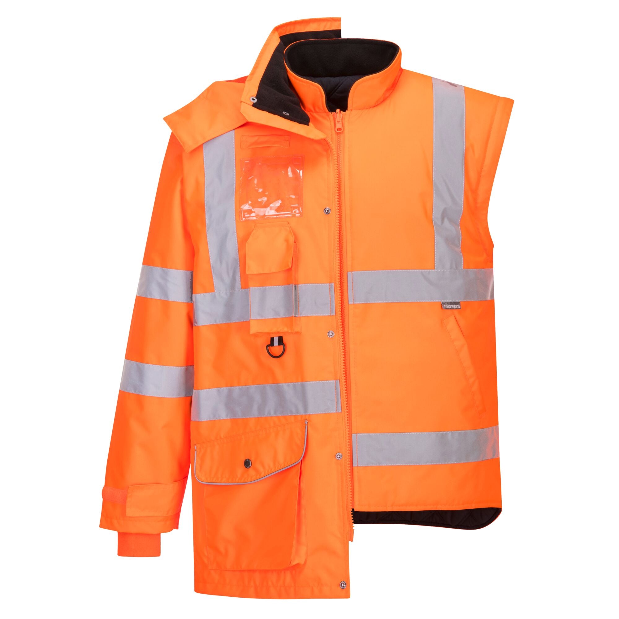 Hi-Vis Ademend 7-in-1 Verkeersjack - Oranje - opname 4