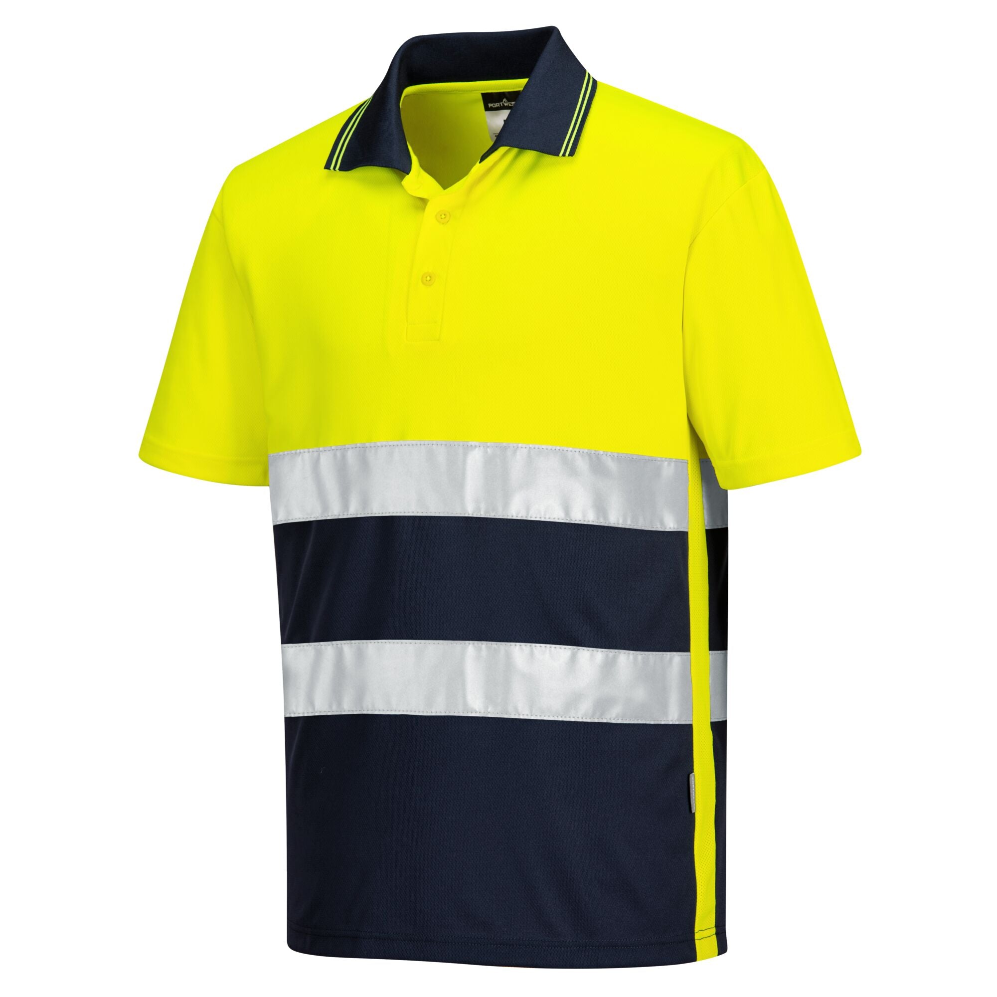 HiVis lichtgewicht contrast Poloshirt Korte Mouw - Geel/Marine - opname 2