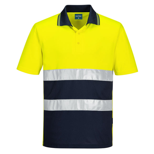 HiVis lichtgewicht contrast Poloshirt Korte Mouw - Geel/Marine