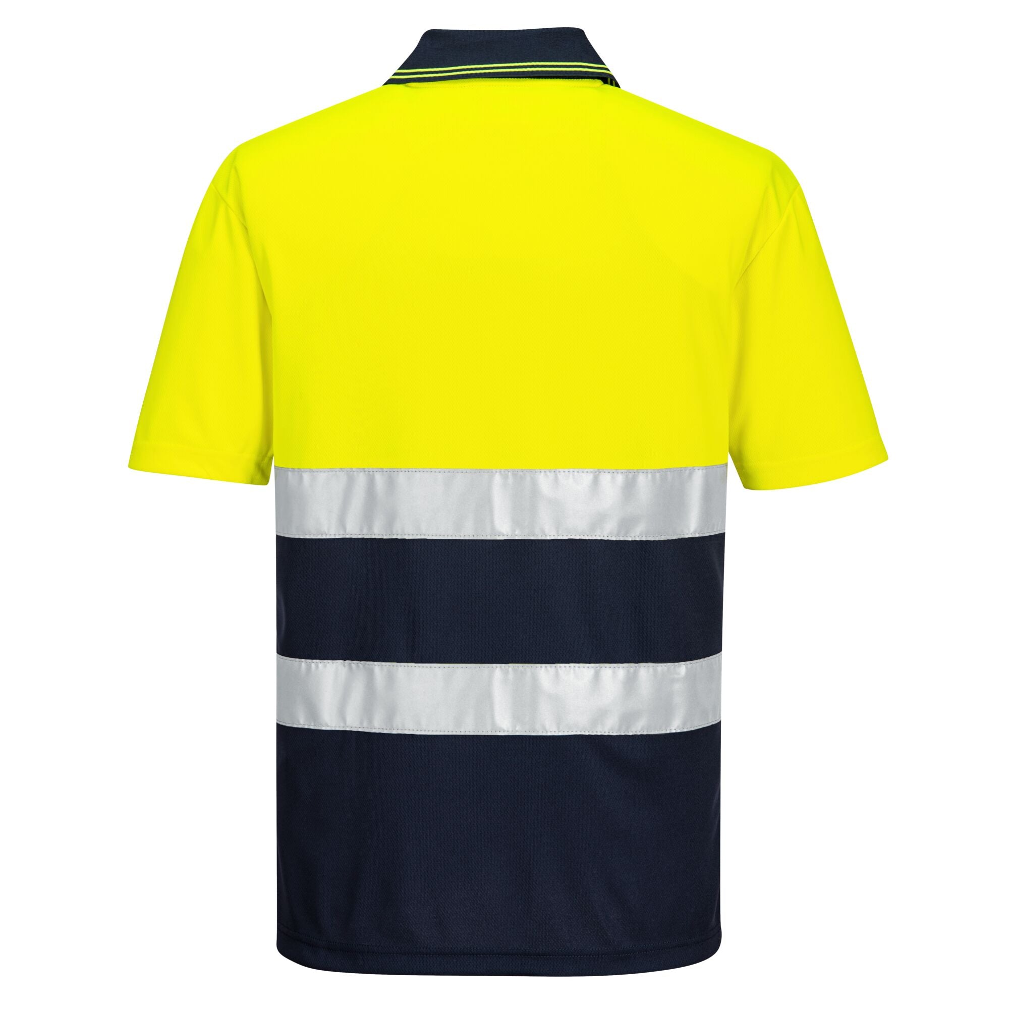 HiVis lichtgewicht contrast Poloshirt Korte Mouw - Geel/Marine - achterkant