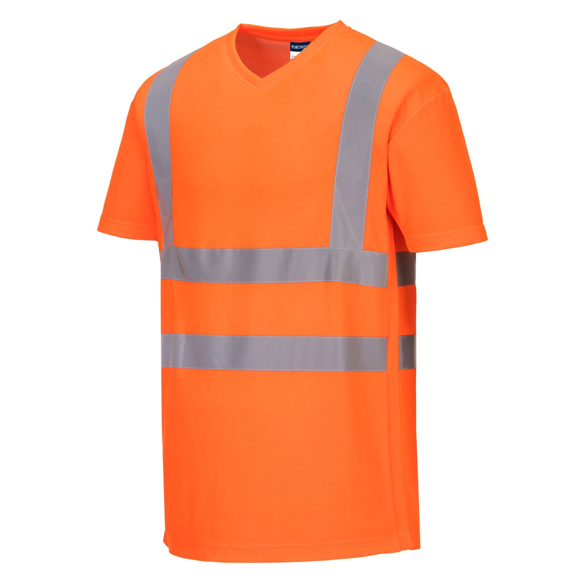 T-shirt met mesh en V-hals - Oranje - opname 2