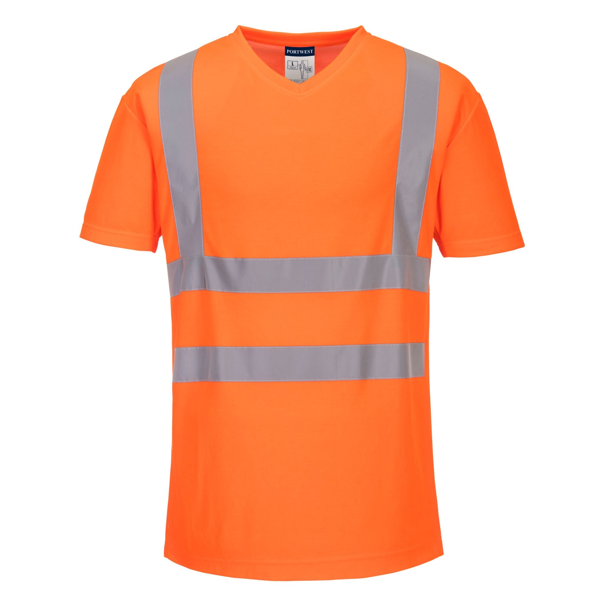 T-shirt met mesh en V-hals - Oranje