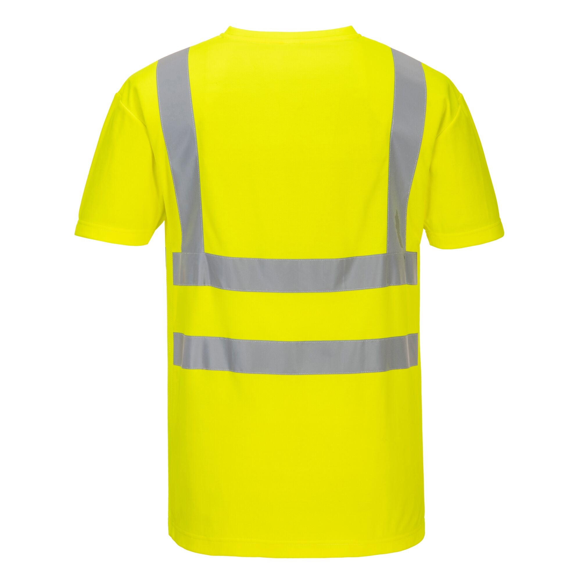 T-shirt met mesh en V-hals - Geel - achterkant