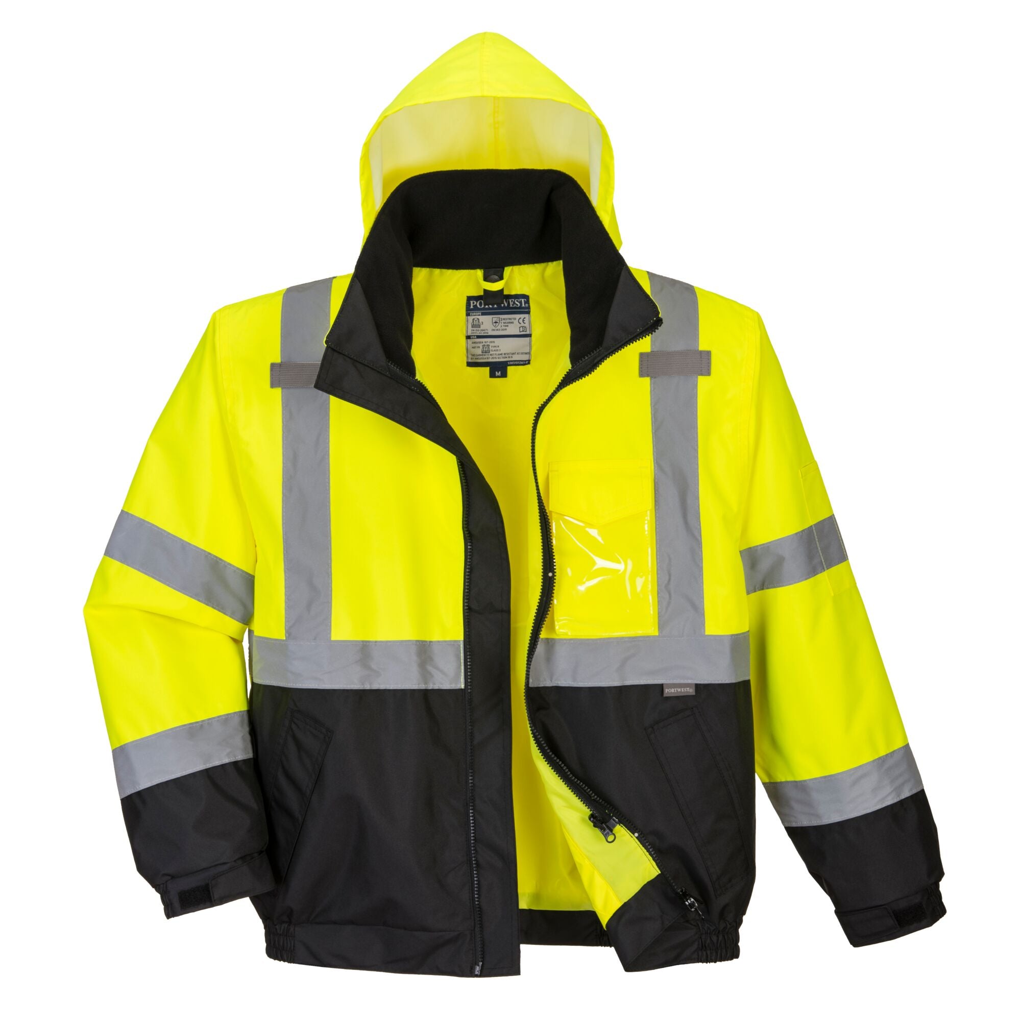 Hi-Vis Premium 3-in-1 Contrast Bomberjack - Geel/Zwart - opname 2