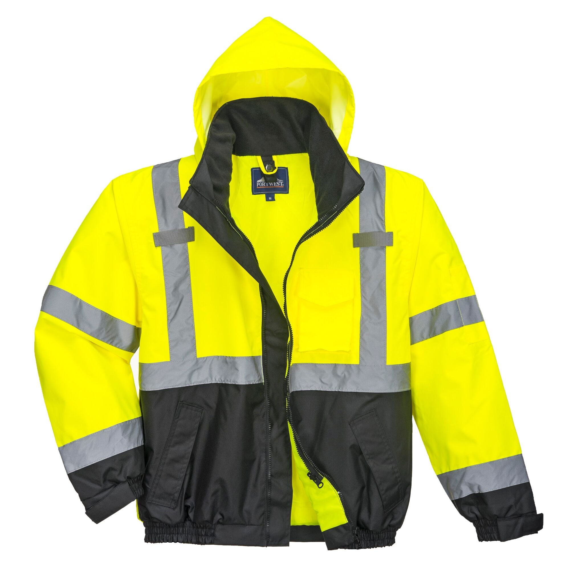 Hi-Vis Premium 3-in-1 Contrast Bomberjack - Geel/Zwart - opname 3