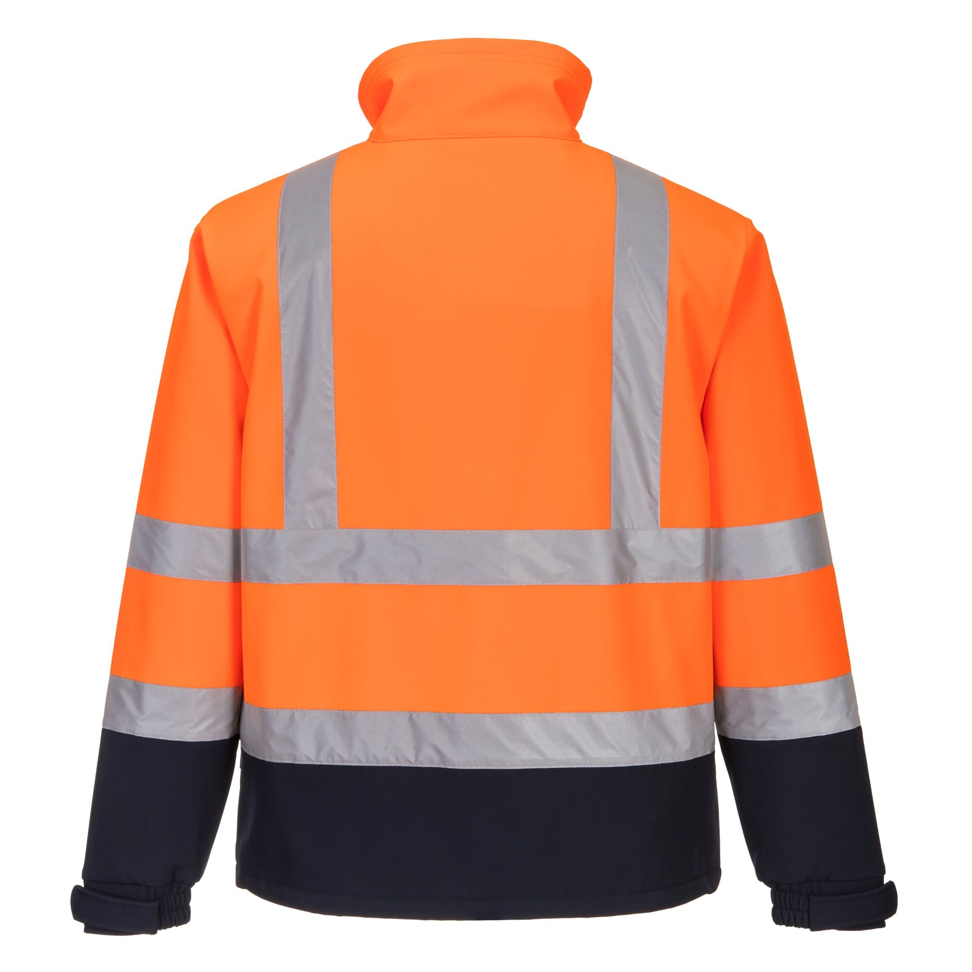 Hi-Vis contrast Softshell Softshell jas (3L) - Oranje/Marine - achterkant