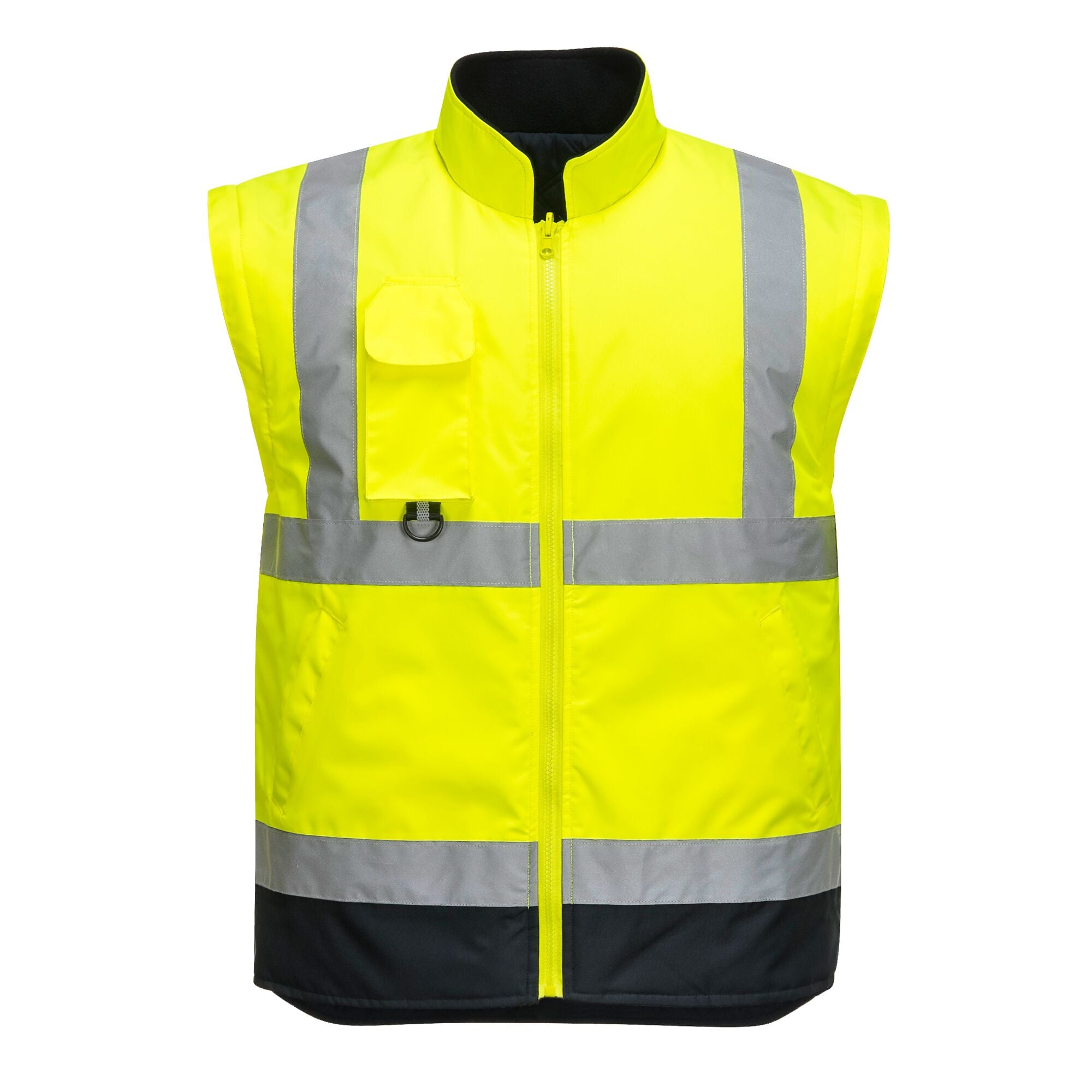 Hi-Vis 7-in-1 Contrast Verkeersjack - Geel/Marine - opname 3
