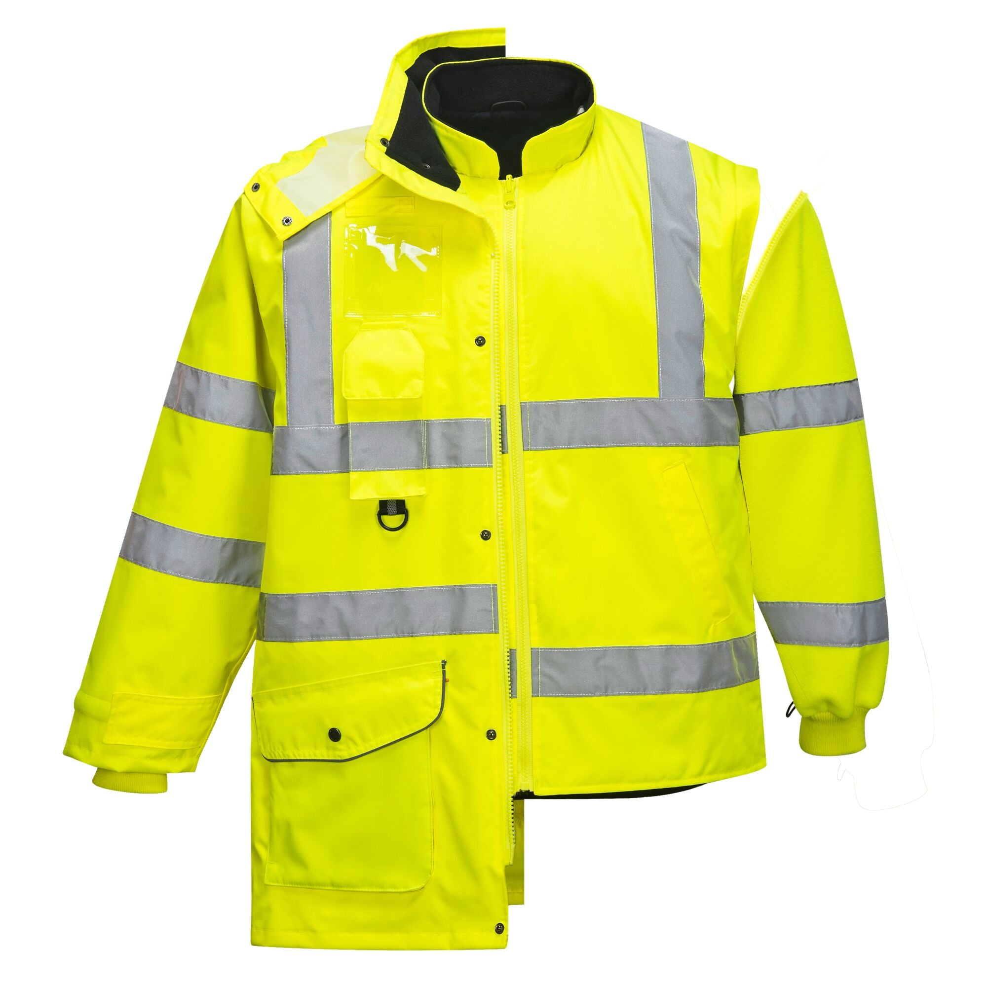 Ademend Hi-Vis 7-in-1 Verkeersjack - Geel - opname 4