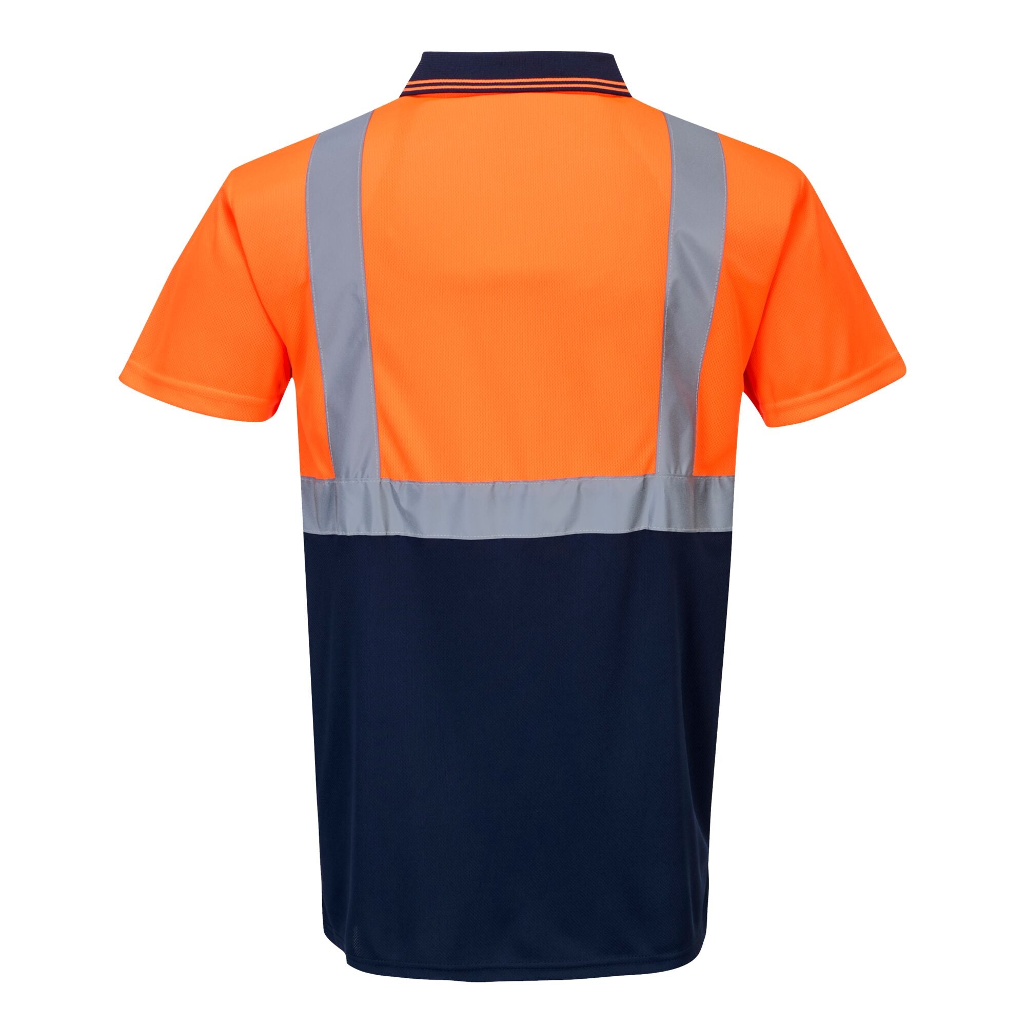 Tweekleuren Polo - Oranje/Marine - achterkant