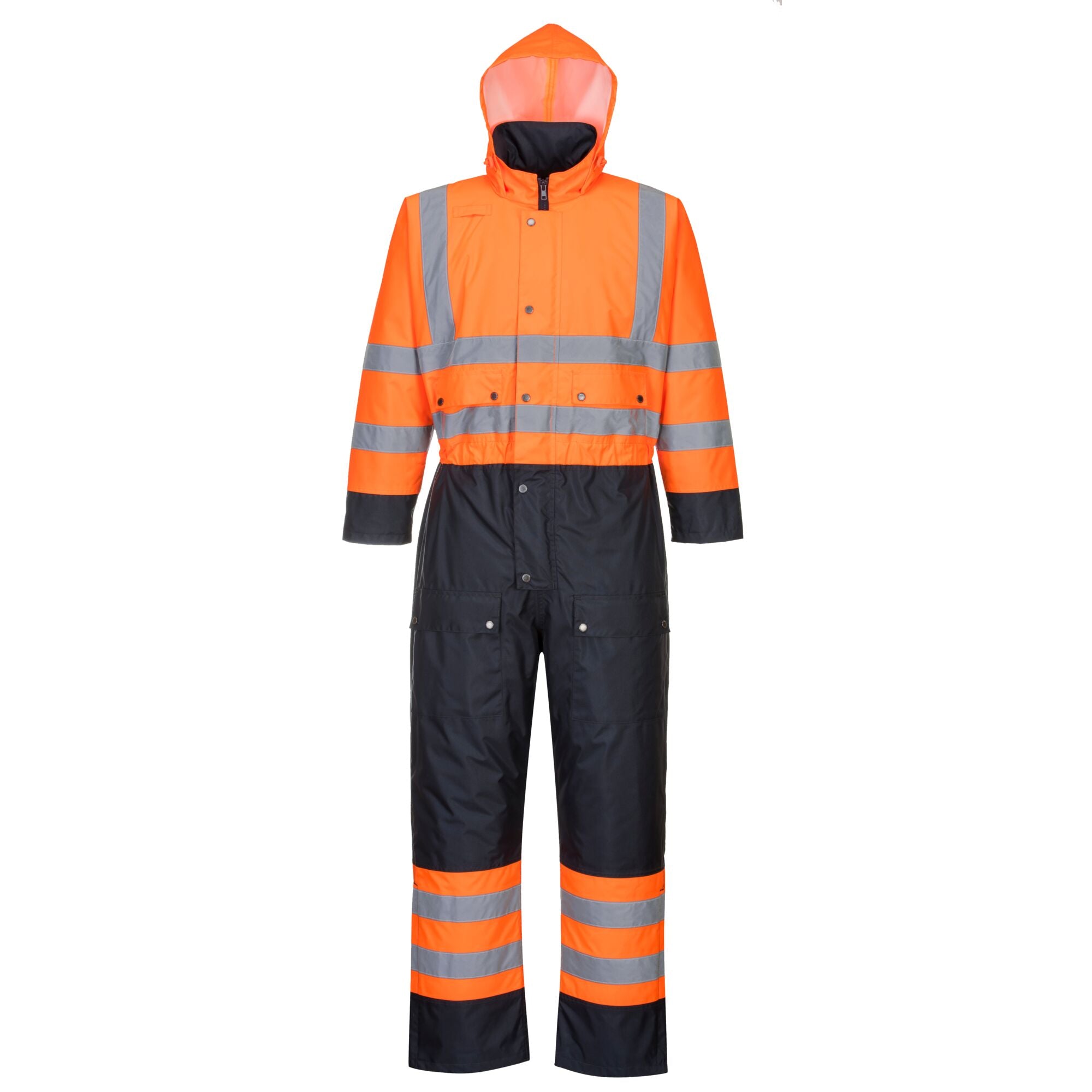 Hi-Vis Tweekleuren Overall - Gevoerd - Oranje/Marine