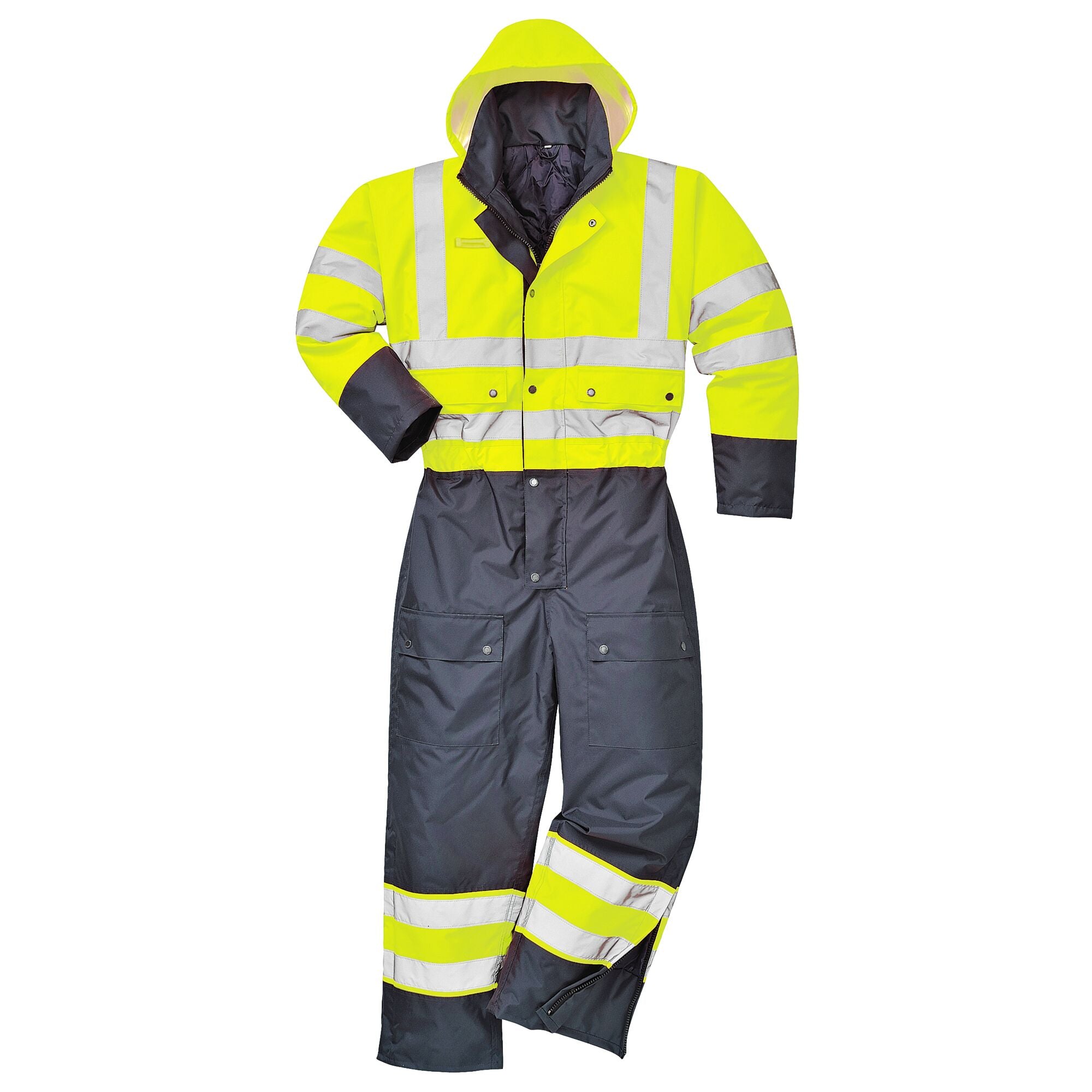 Hi-Vis Tweekleuren Overall - Gevoerd - Geel/Zwart - opname 2