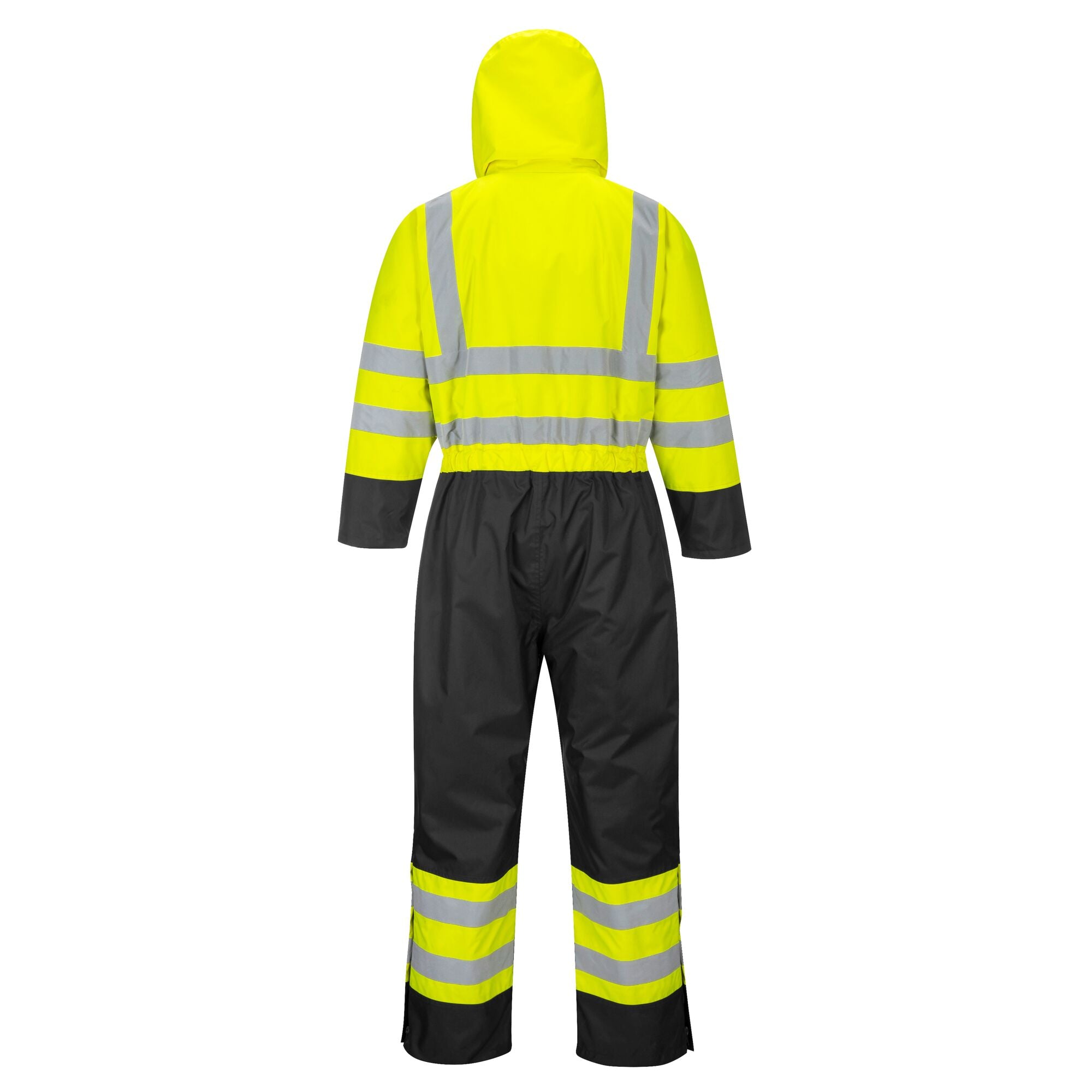 Hi-Vis Tweekleuren Overall - Gevoerd - Geel/Zwart - achterkant