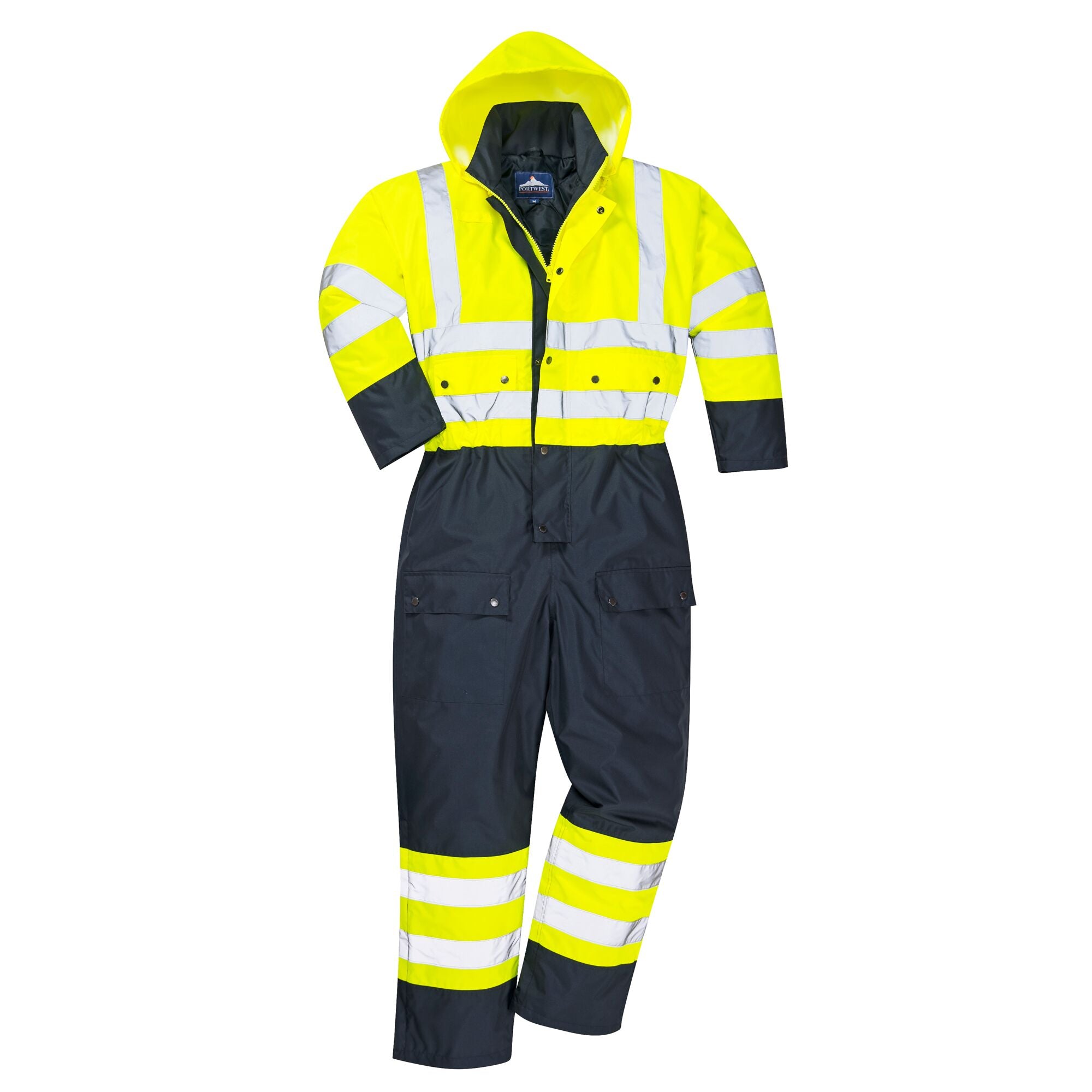 Hi-Vis Tweekleuren Overall - Gevoerd - Geel/Marine - opname 2