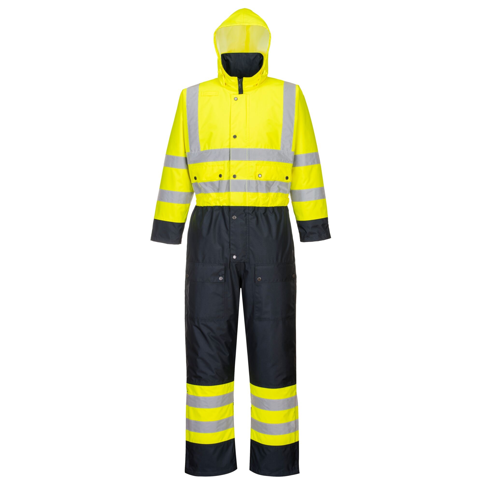 Hi-Vis Tweekleuren Overall - Gevoerd - Geel/Marine