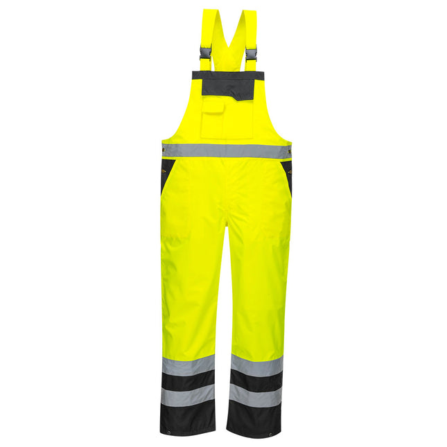Hi-Vis Breathable Contrast Rain Bib and Brace - Yellow/Black