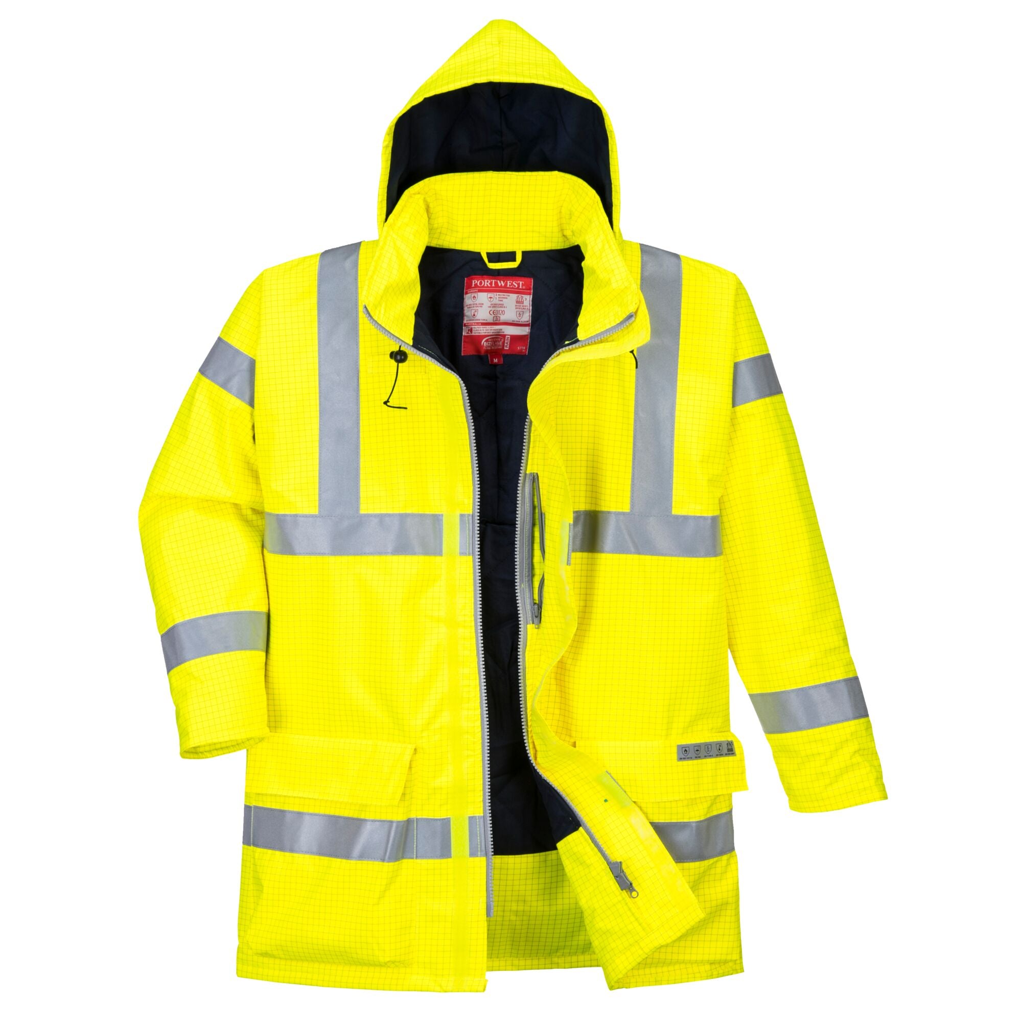 Bizflame Regen Hi-Vis Ademende en Antistatisch FR Jack - Geel