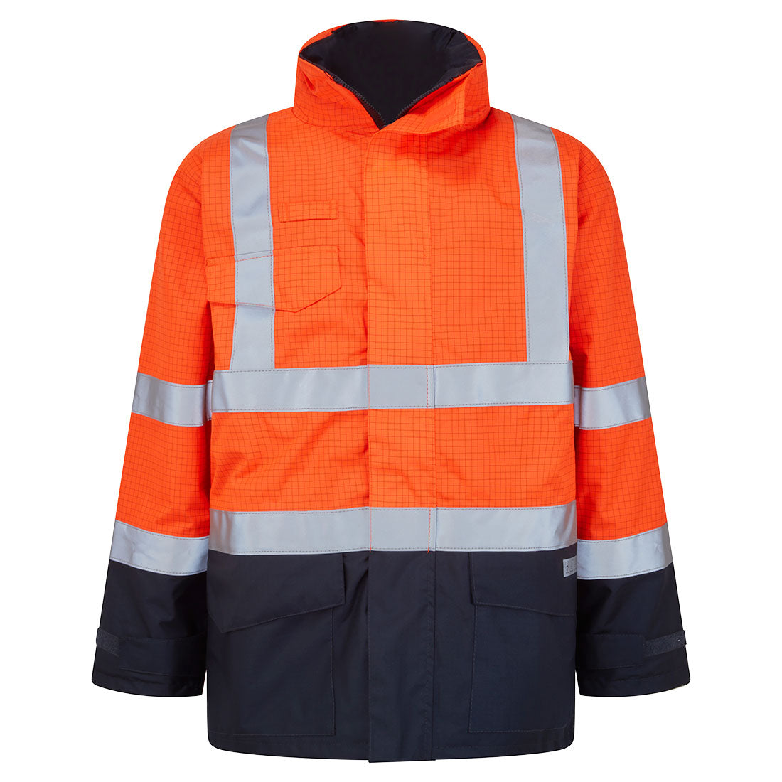 Bizflame Rain Hi-Vis Constrast FR Jacket - Orange/Navy