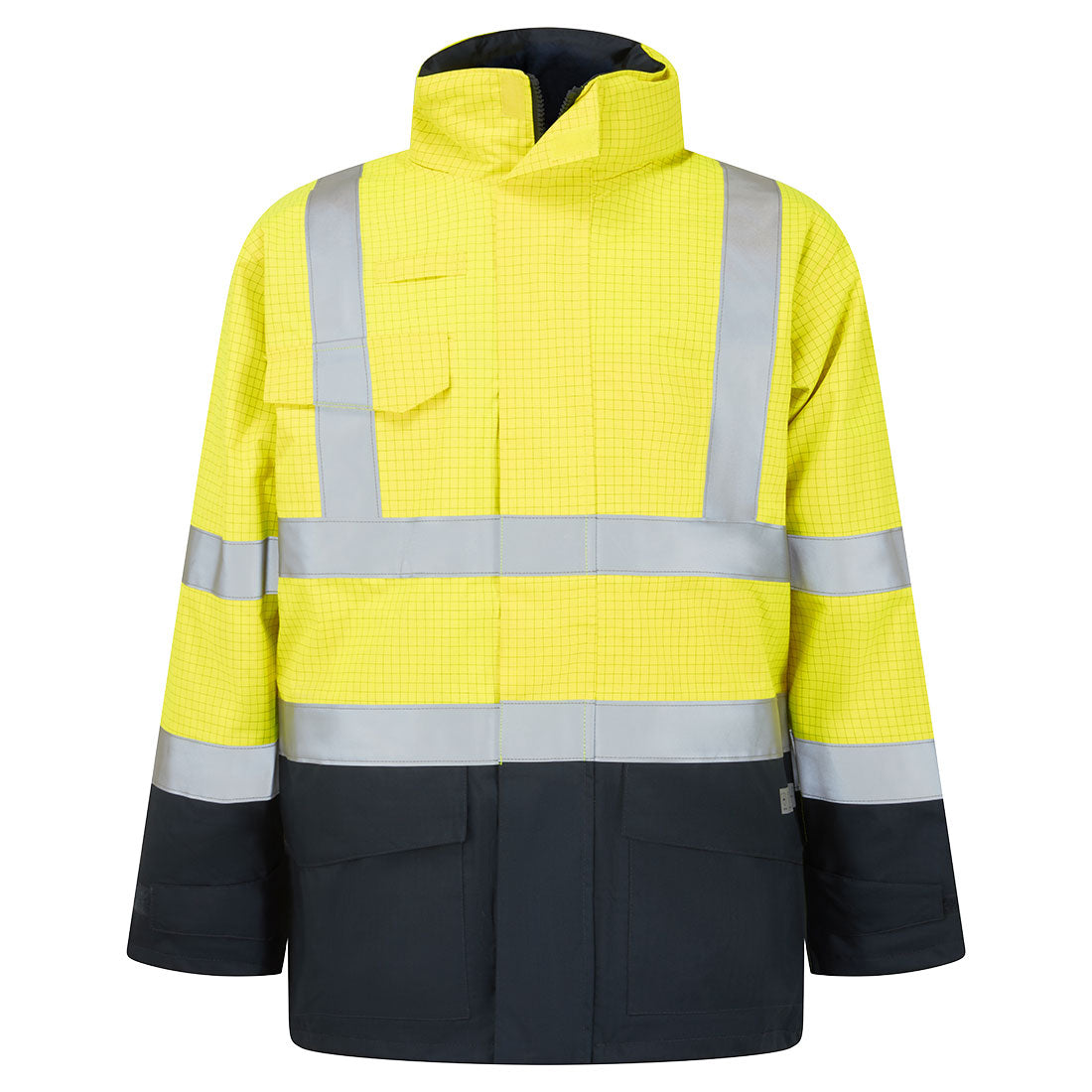 Bizflame Rain Hi-Vis Constrast FR Jacket - Yellow/Navy