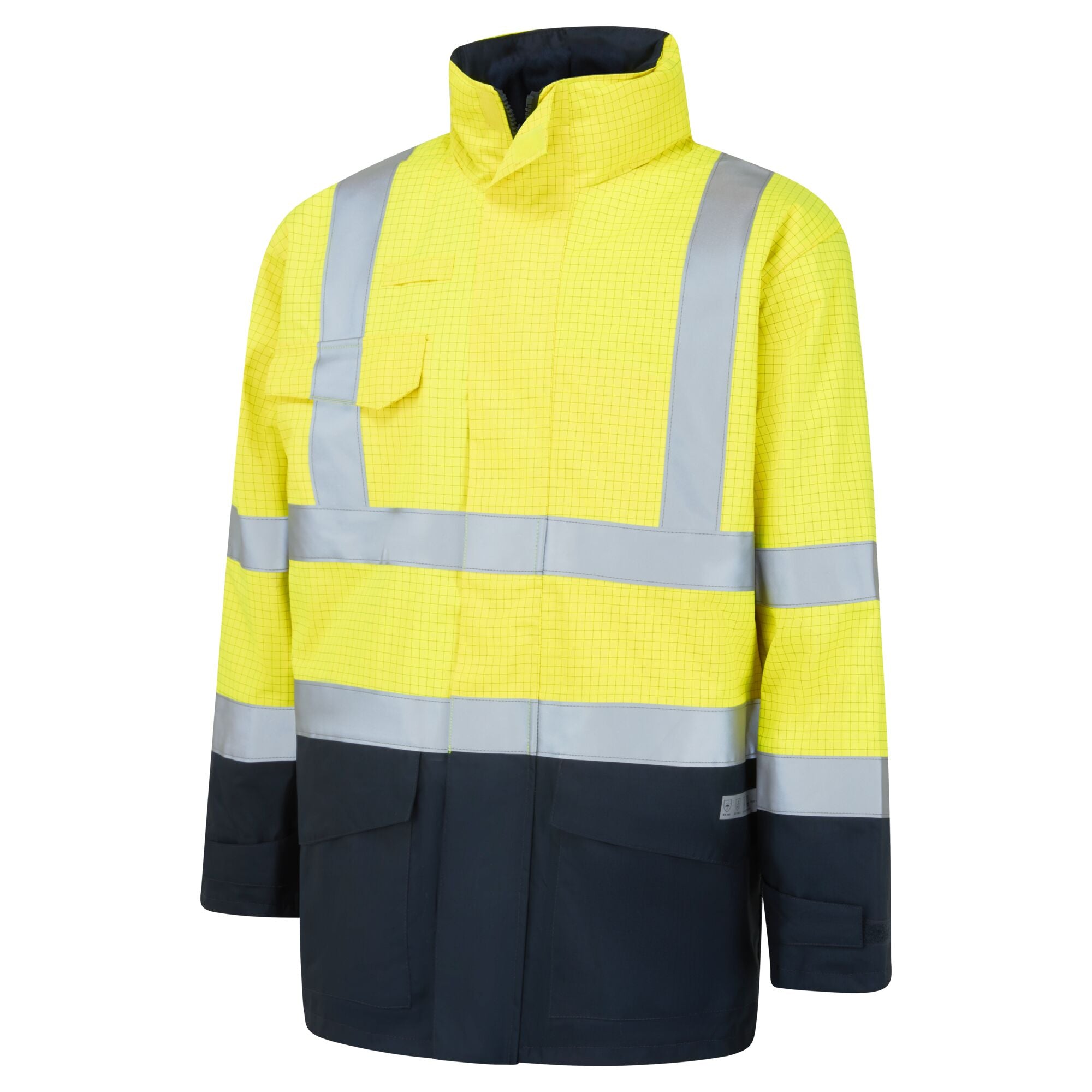 Bizflame Regen Hi-Vis Multi-Beschermend Jack - Geel/Marine - opname 2