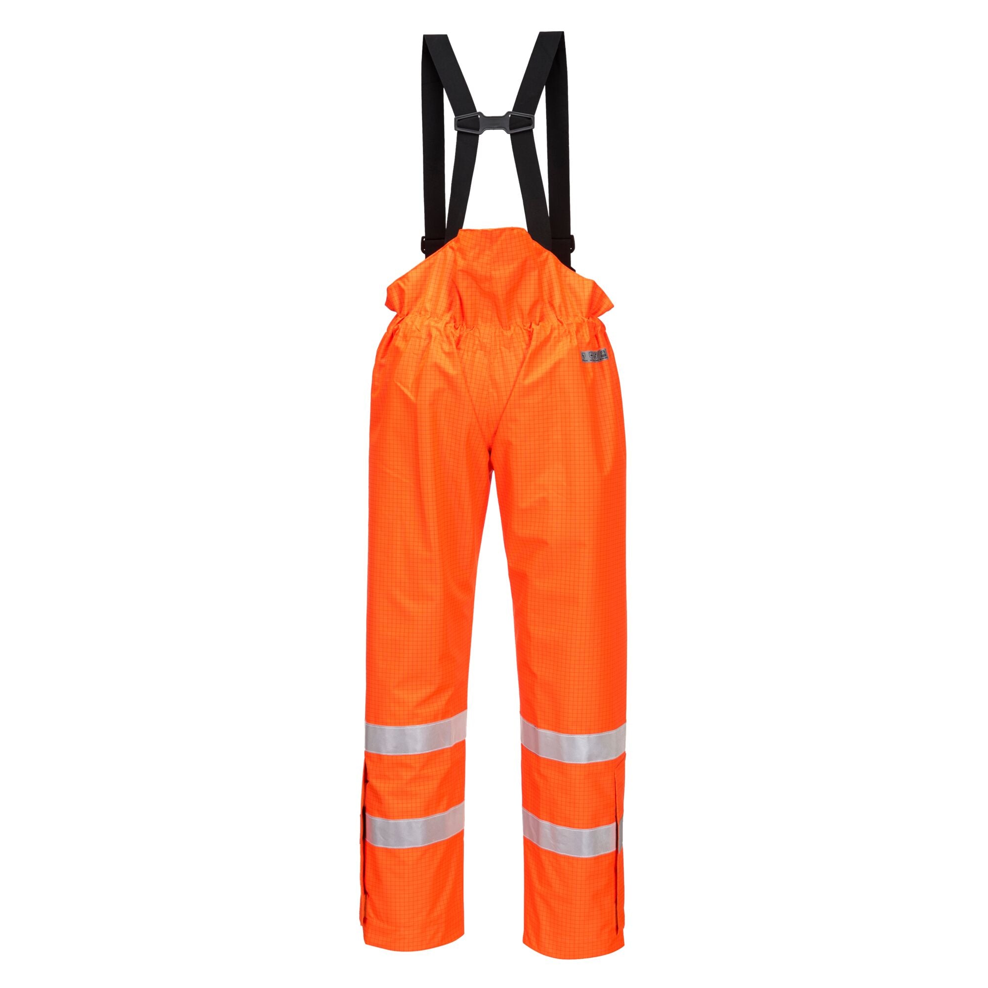 Bizflame Regen Ongevoerd Werkbroek - Hi-Vis Antistatische FR Broek - Oranje - achterkant