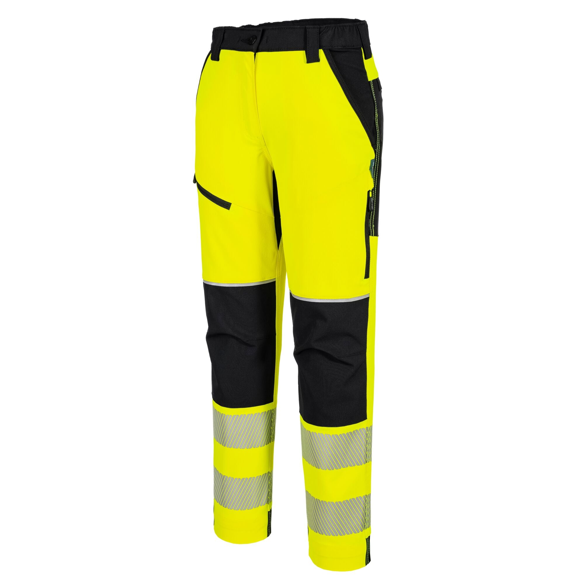PW3 Hi-Vis Stretch Broek voor Dames - Geel/Zwart - opname 2