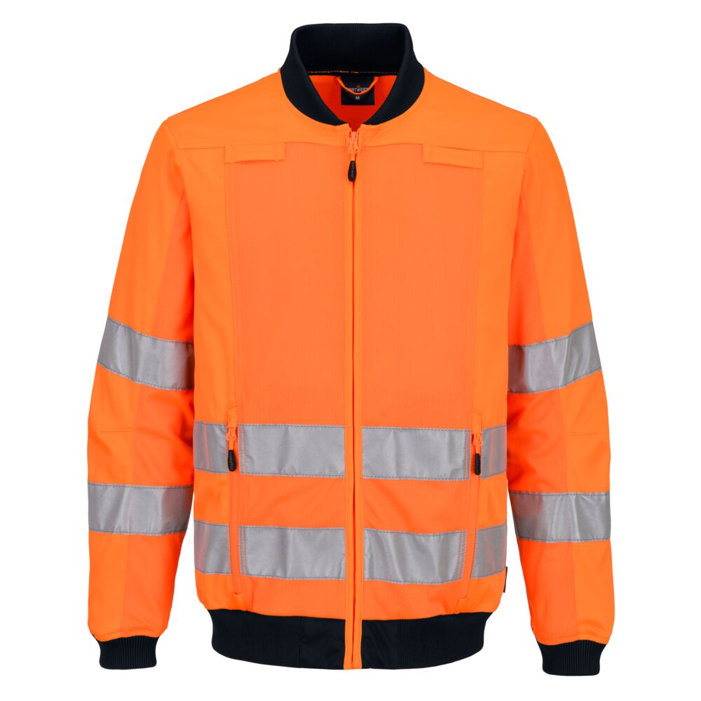 Hi-Vis Mesh Panel Work Jacket - Orange/Navy