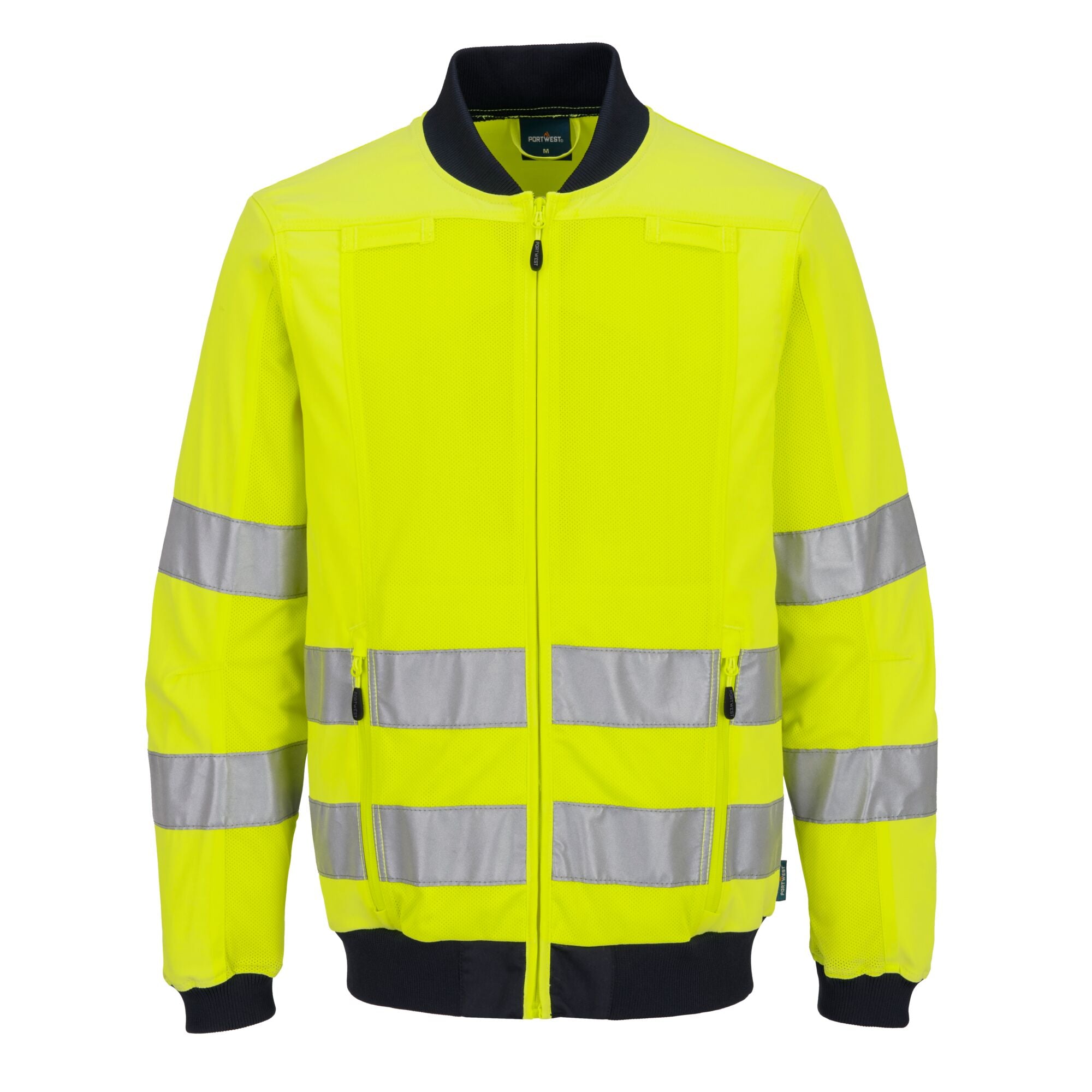 Hi-Vis Mesh Paneel Werkjas - Geel/Marine