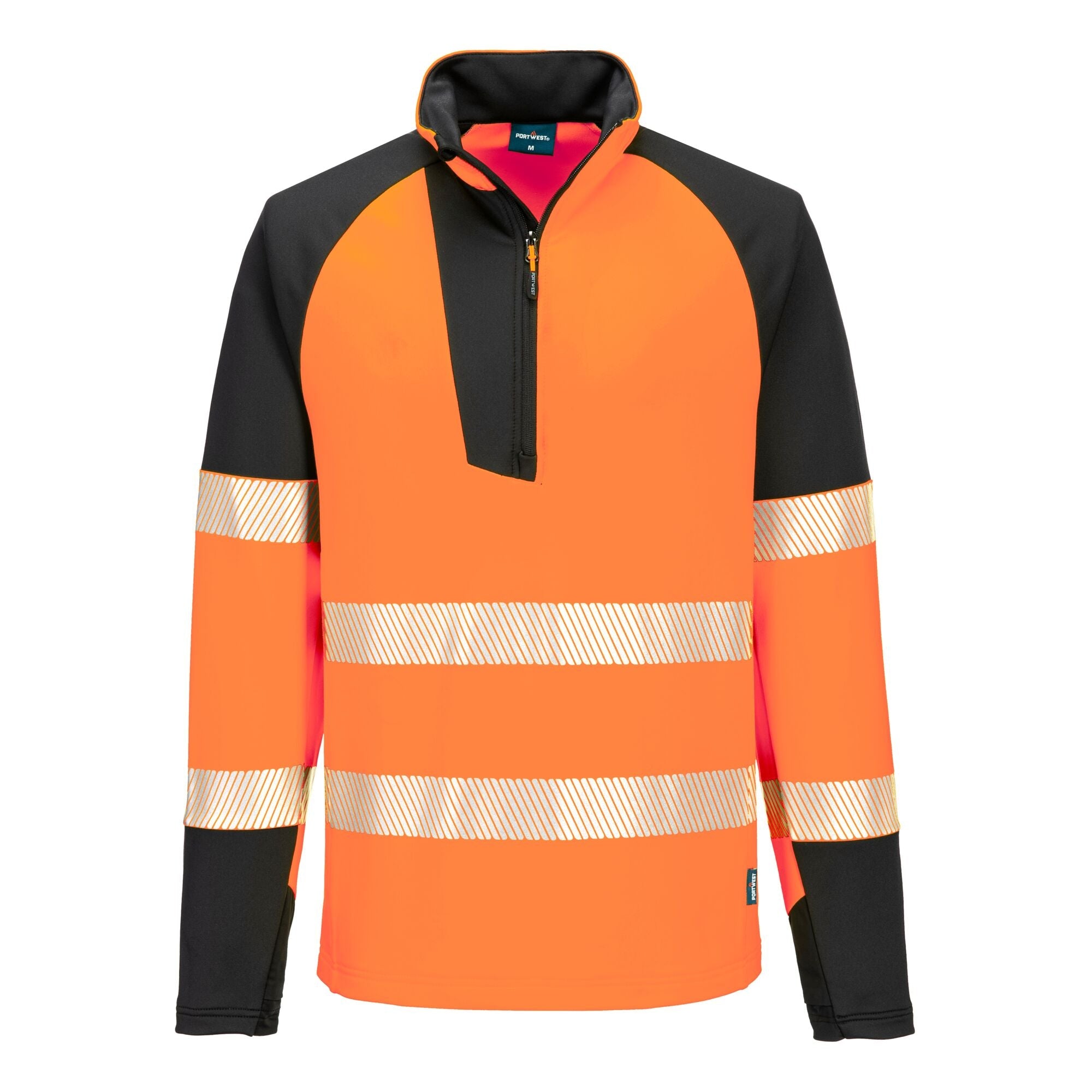 PW3 Hi-Vis Sweatshirt met 1/4 rits - Oranje/Zwart