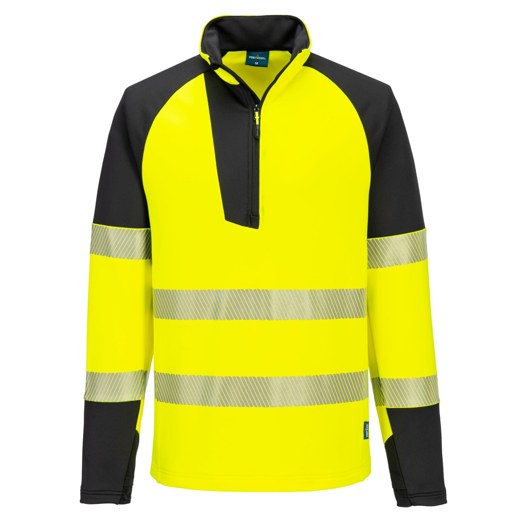 PW3 Hi-Vis Sweatshirt met 1/4 rits - Geel/Zwart