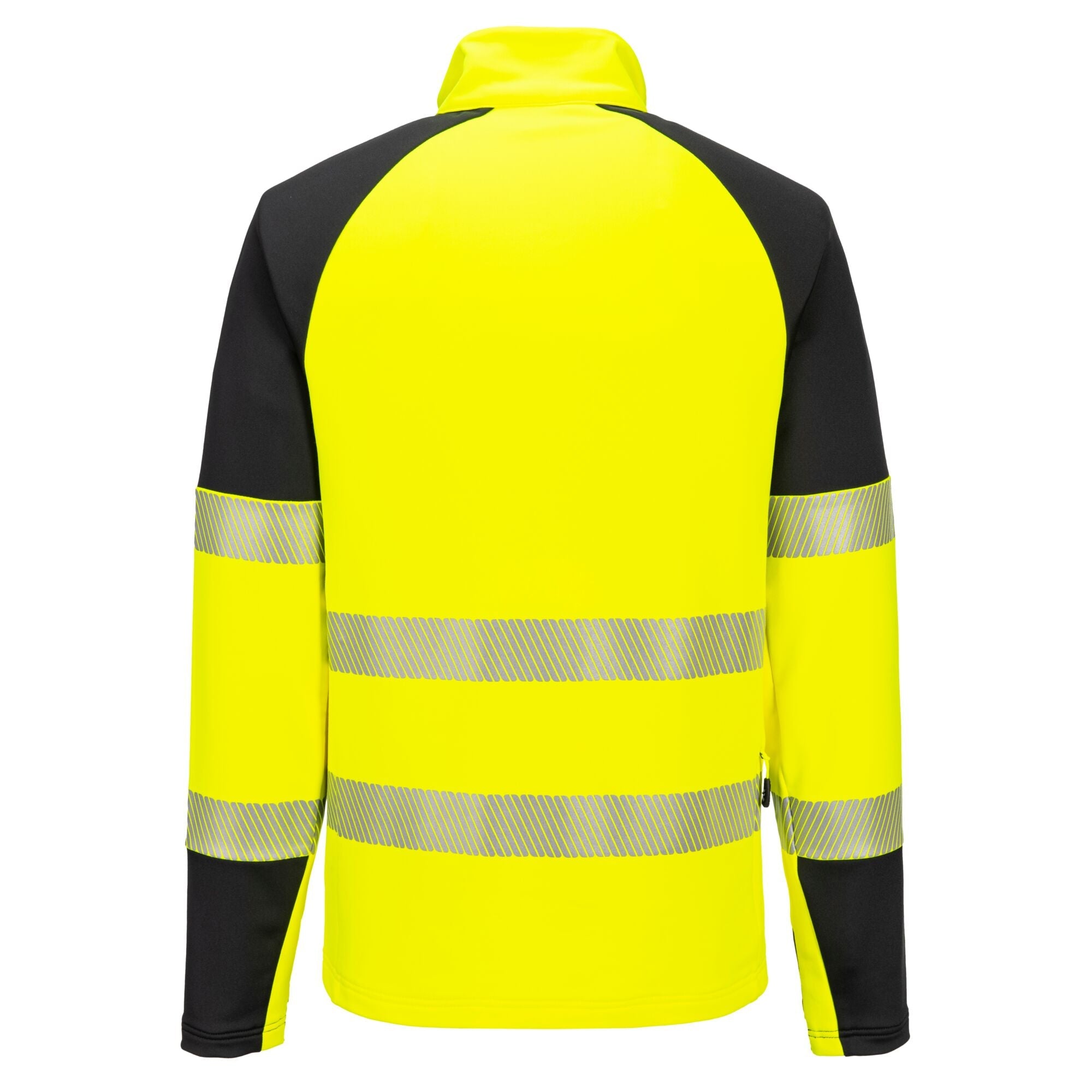 PW3 Hi-Vis Sweatshirt met 1/4 rits - Geel/Zwart - achterkant