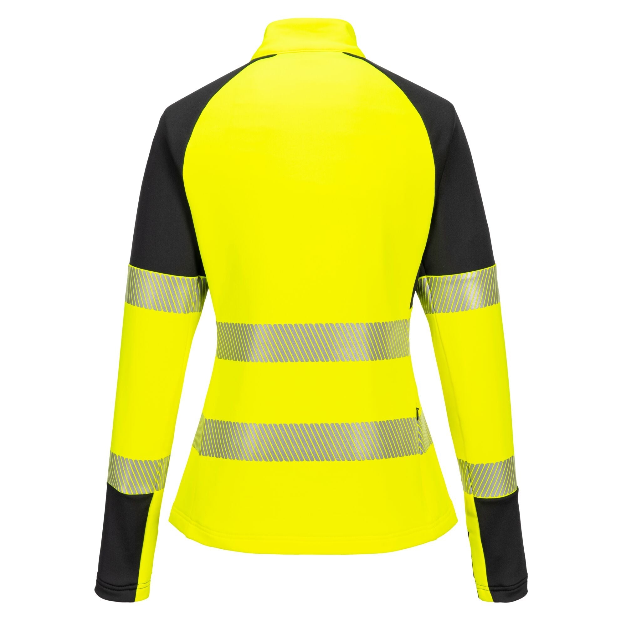 PW3 Hi-Vis Sweatshirt met 1/4 rits voor Dames - Geel/Zwart - achterkant