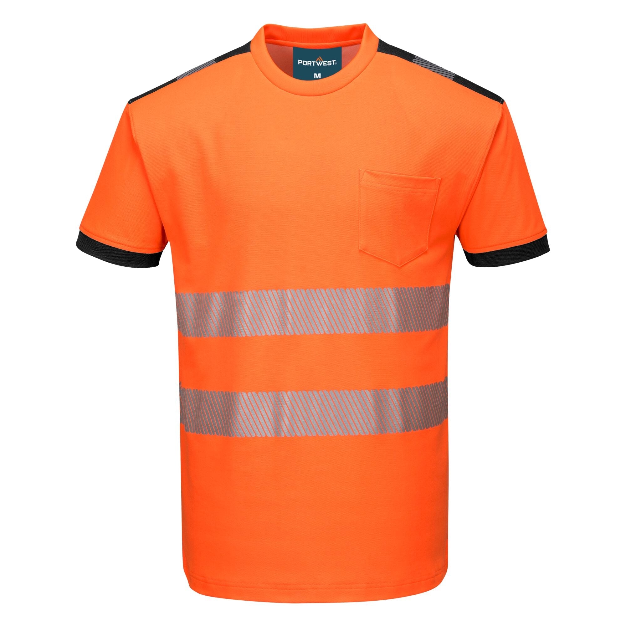 PW3 Hi-Vis Vision T-Shirt Korte Mouw - Oranje/Zwart