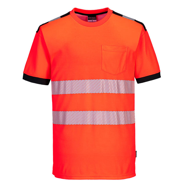 PW3 Hi-Vis Cotton Comfort T-Shirt S/S - Red/Black