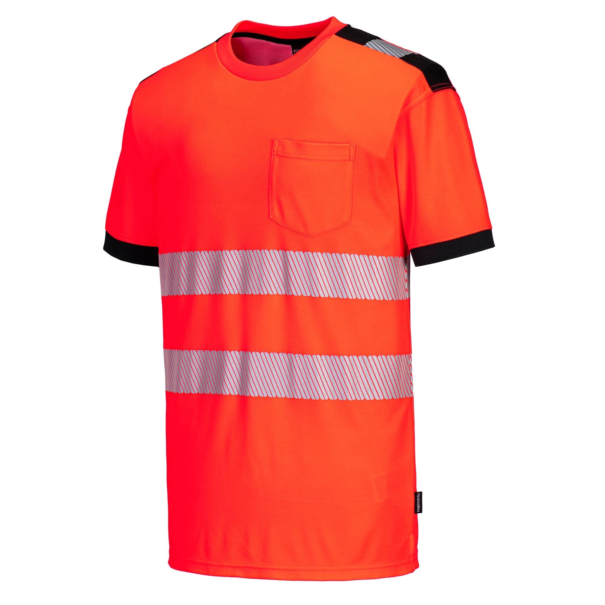 PW3 Hi-Vis Vision T-Shirt Korte Mouw - Rood/Zwart - opname 2