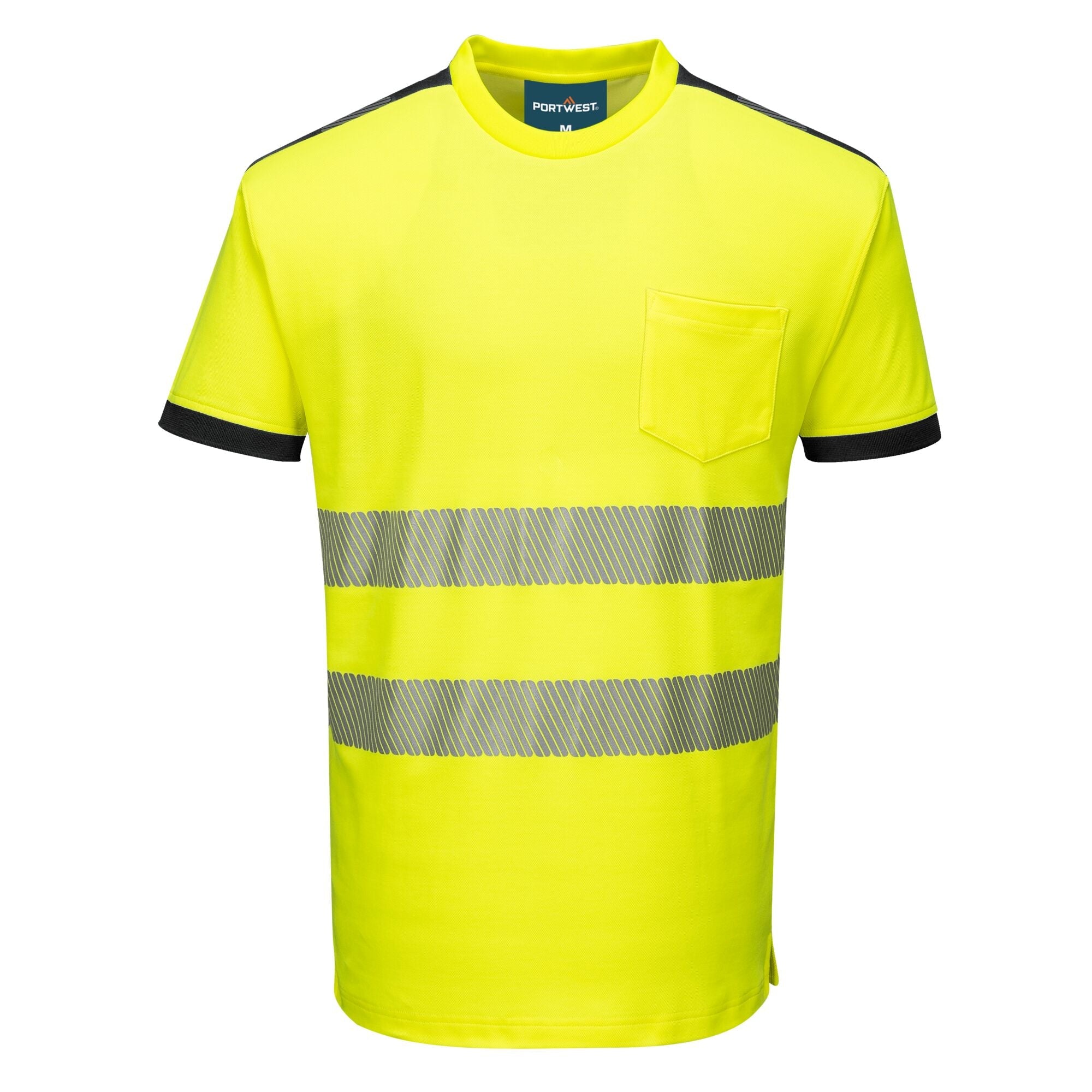 PW3 Hi-Vis Vision T-Shirt Korte Mouw - Geel/Zwart