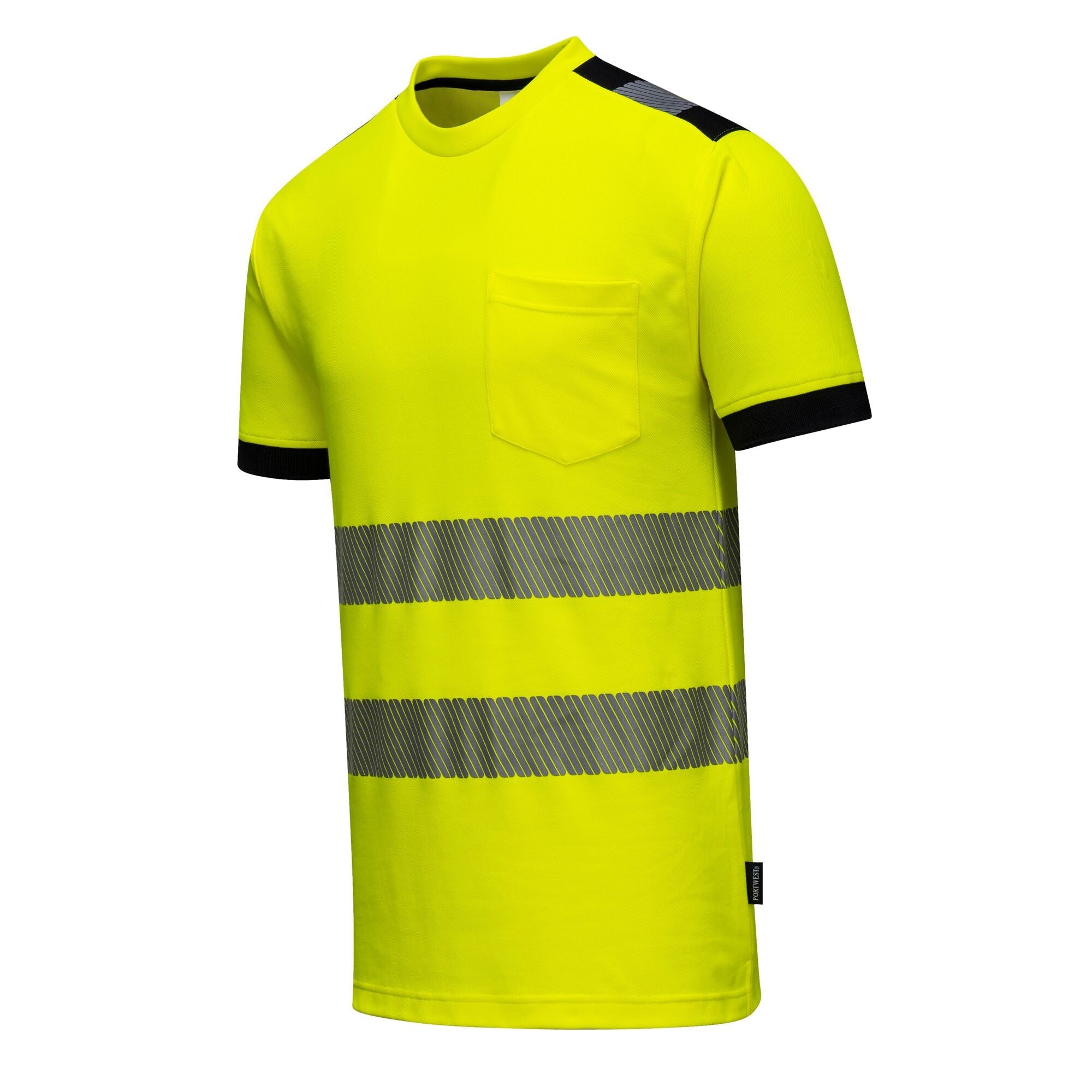 PW3 Hi-Vis Vision T-Shirt Korte Mouw - Geel/Zwart - opname 2