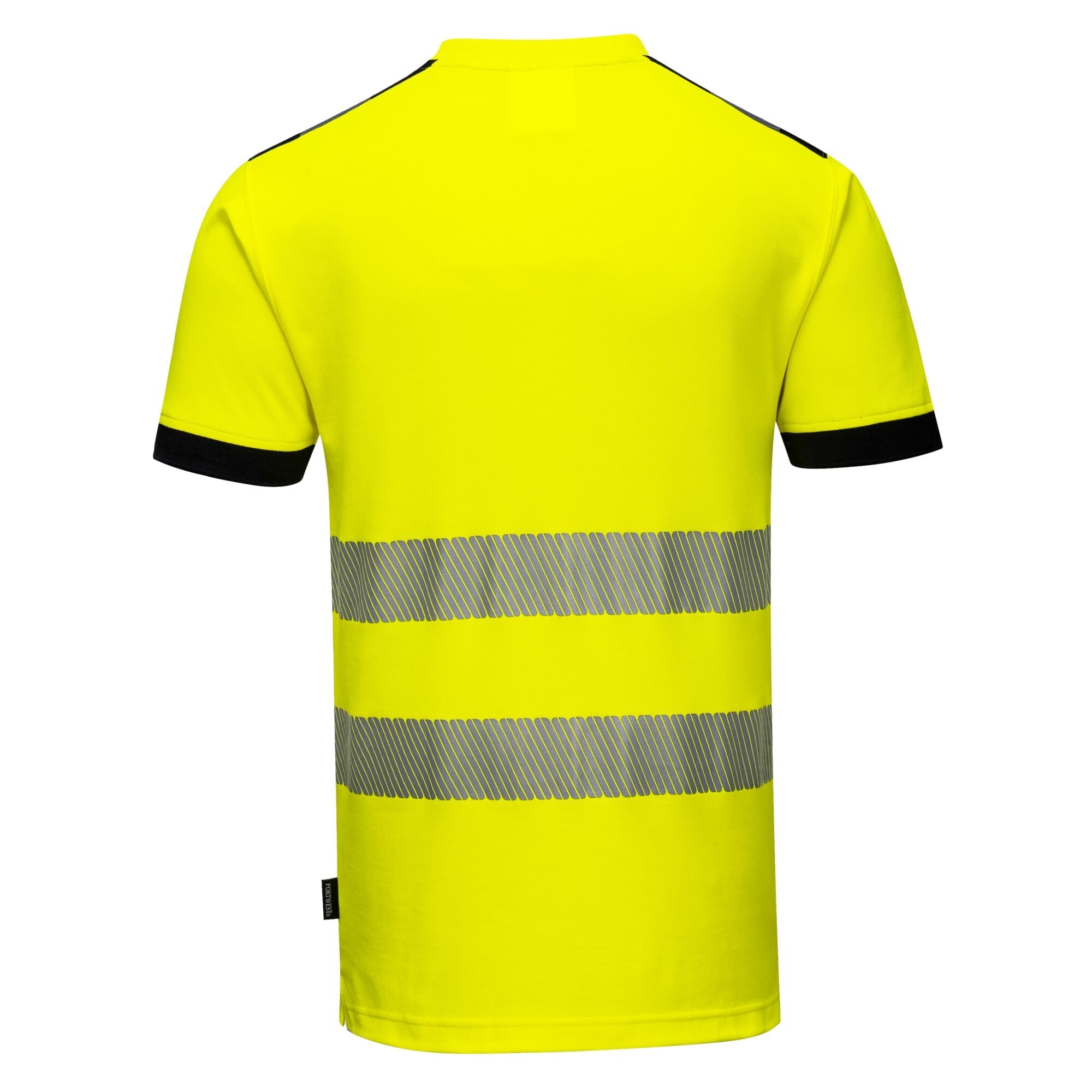 PW3 Hi-Vis Vision T-Shirt Korte Mouw - Geel/Zwart - achterkant