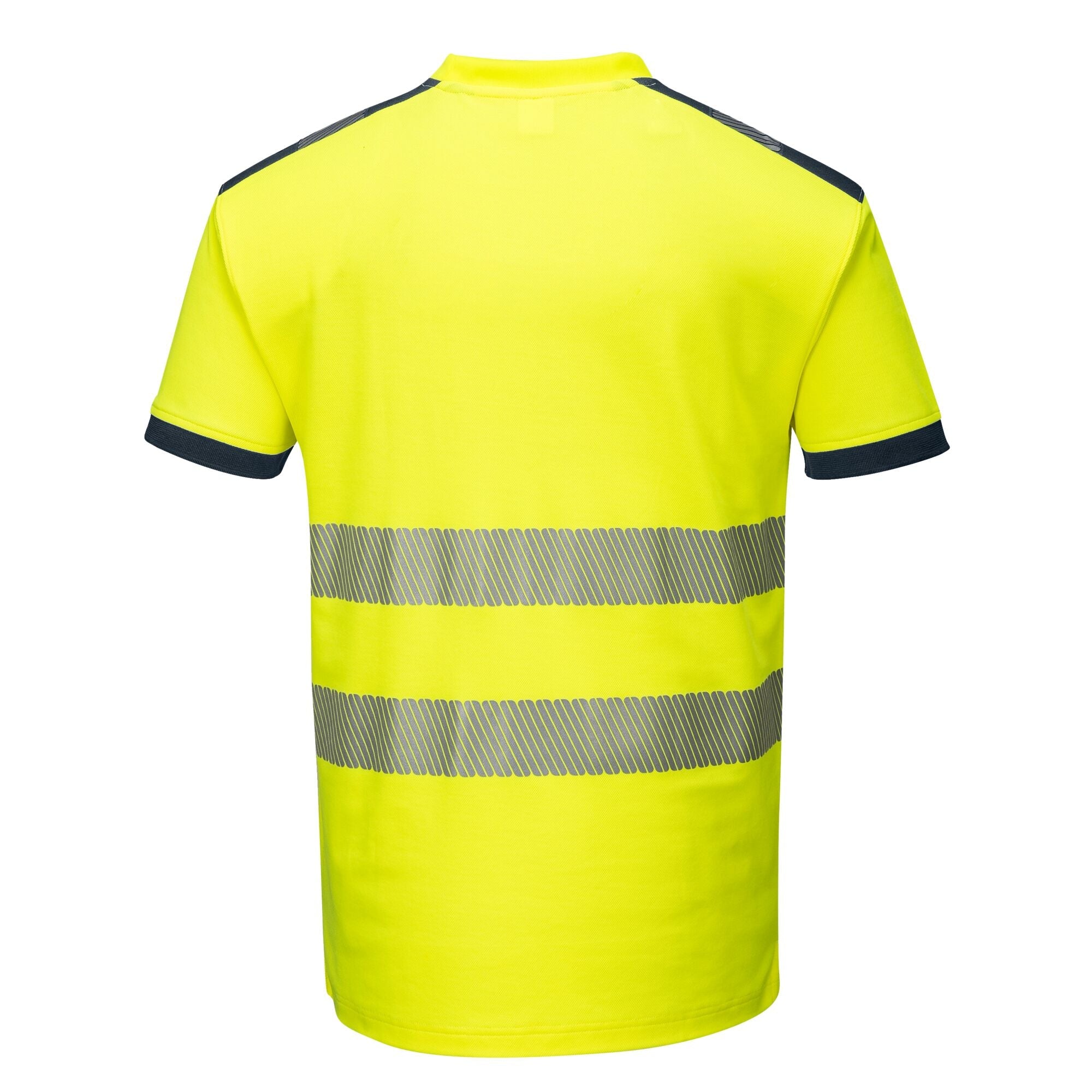 PW3 Hi-Vis Vision T-Shirt Korte Mouw - Geel/Marine - achterkant