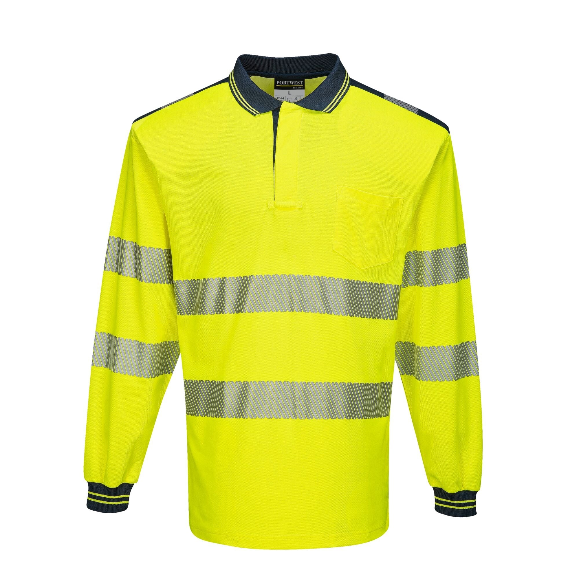 PW3 Hi-Vis Poloshirt Langemouw - Geel/Marine