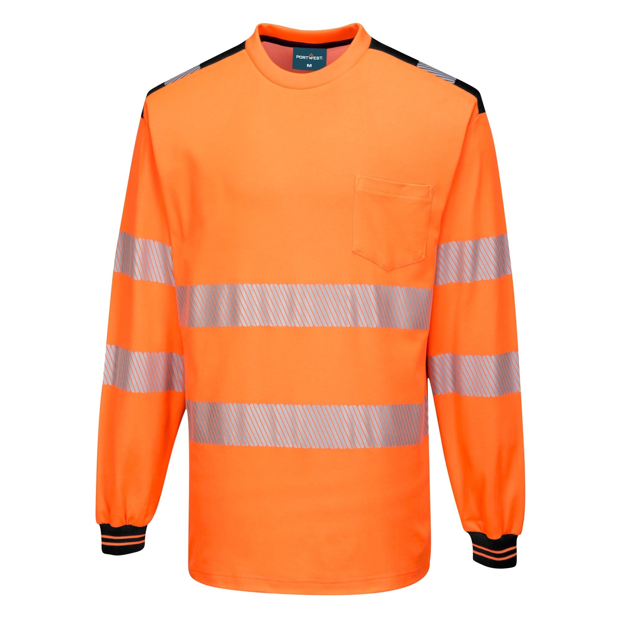 PW3 Hi-Vis T-shirt met lange mouw - Oranje/Zwart