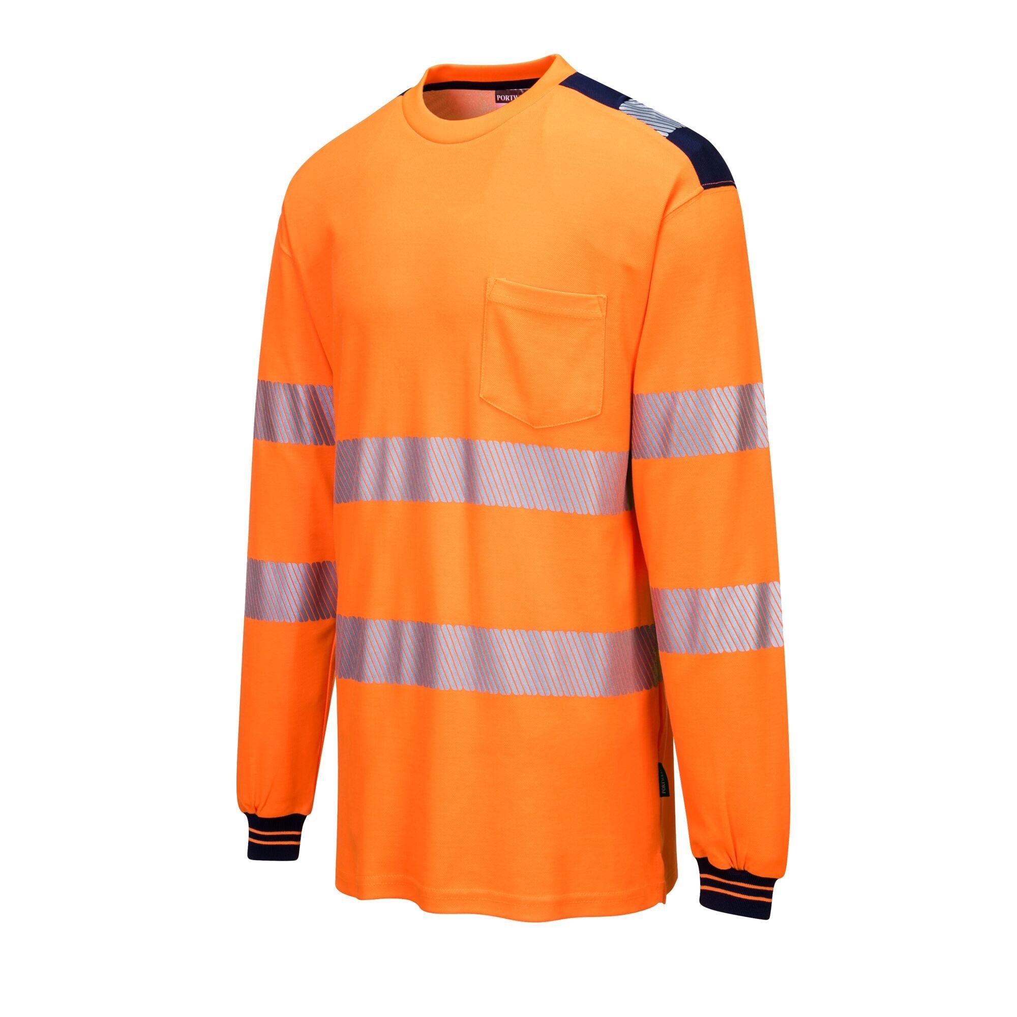 PW3 Hi-Vis T-shirt met lange mouw - Oranje/Marine - opname 2