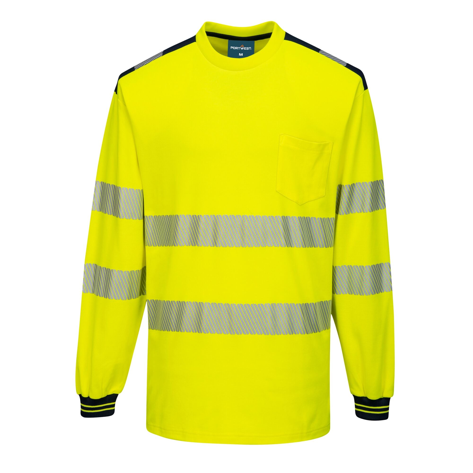PW3 Hi-Vis T-shirt met lange mouw - Geel/Zwart