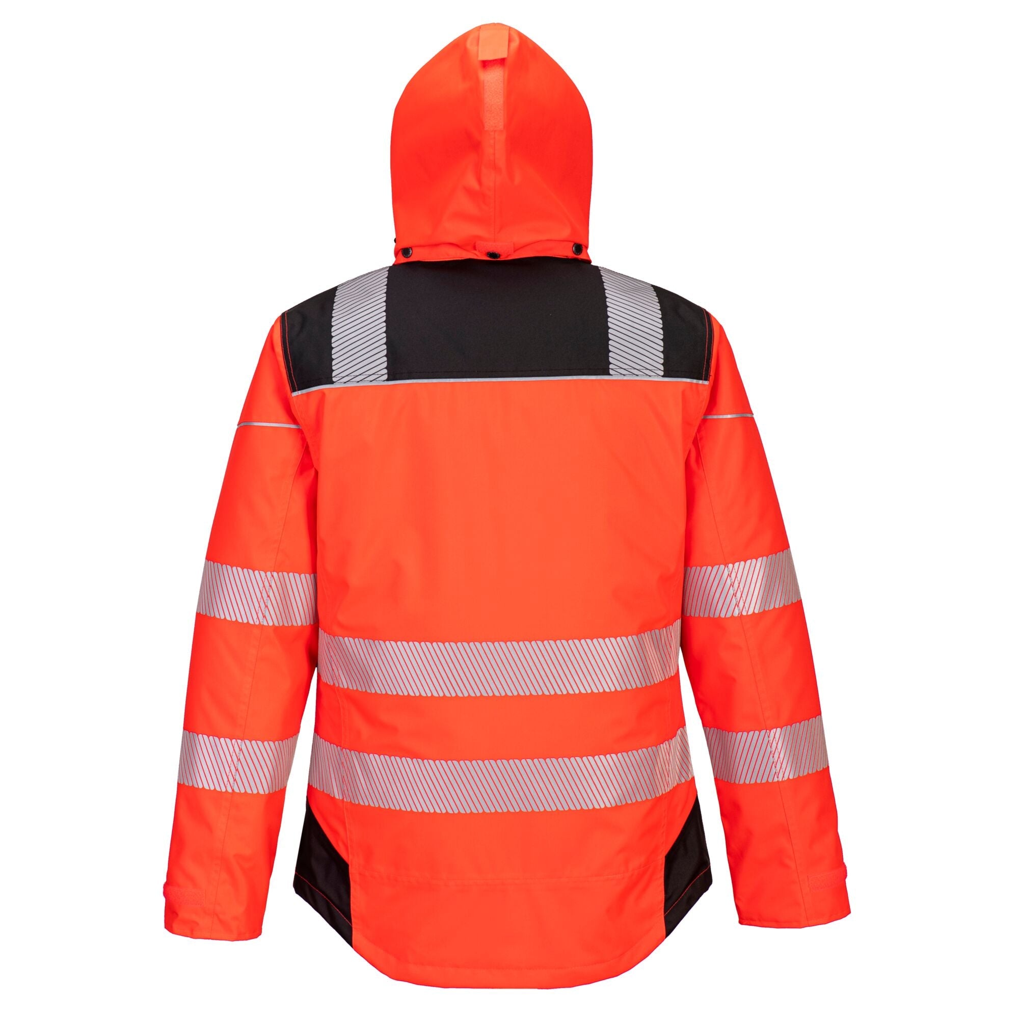 PW3 Hi-Vis Winterjack - Rood/Zwart - achterkant