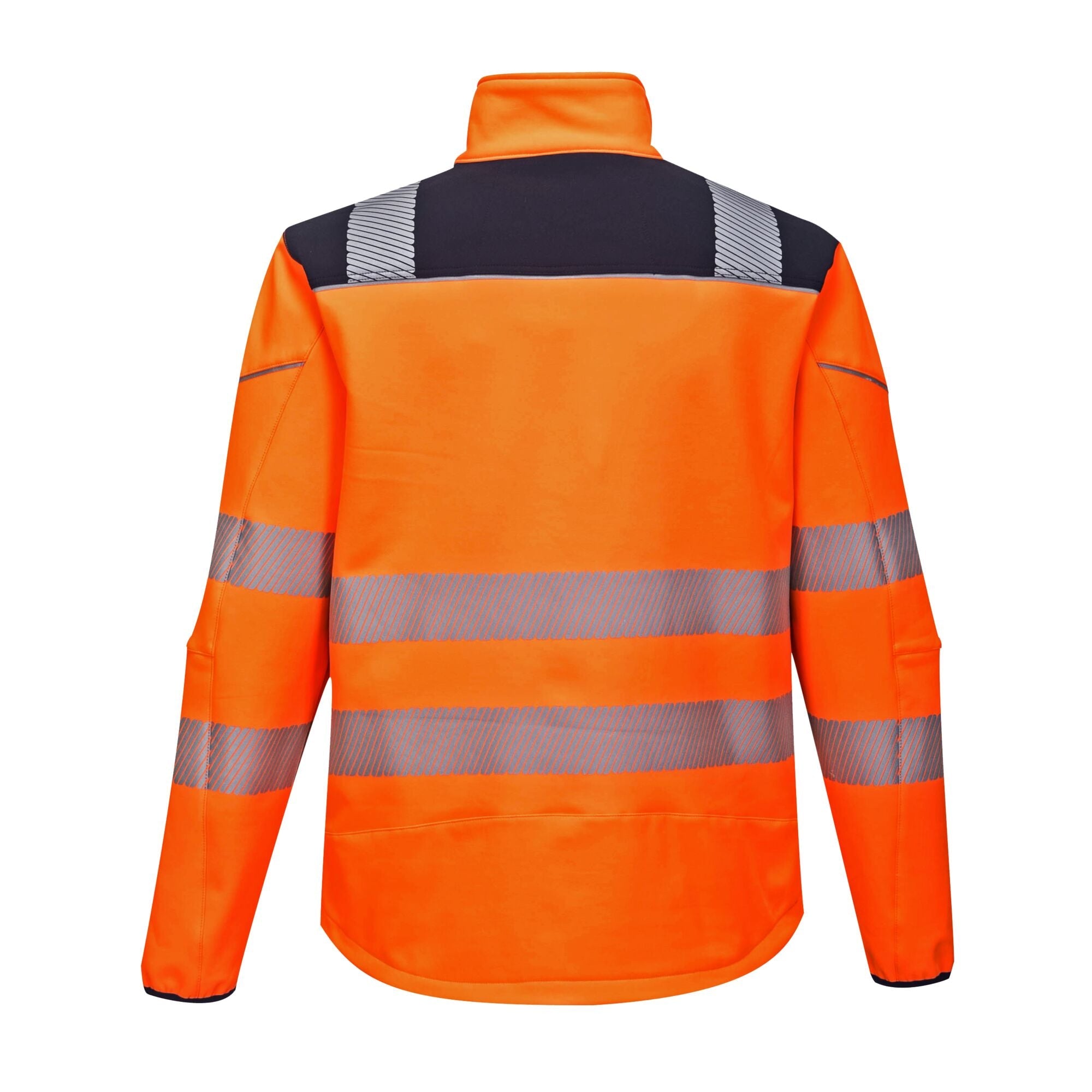 PW3 Hi-Vis Softshell Jas - Oranje/Marine - achterkant